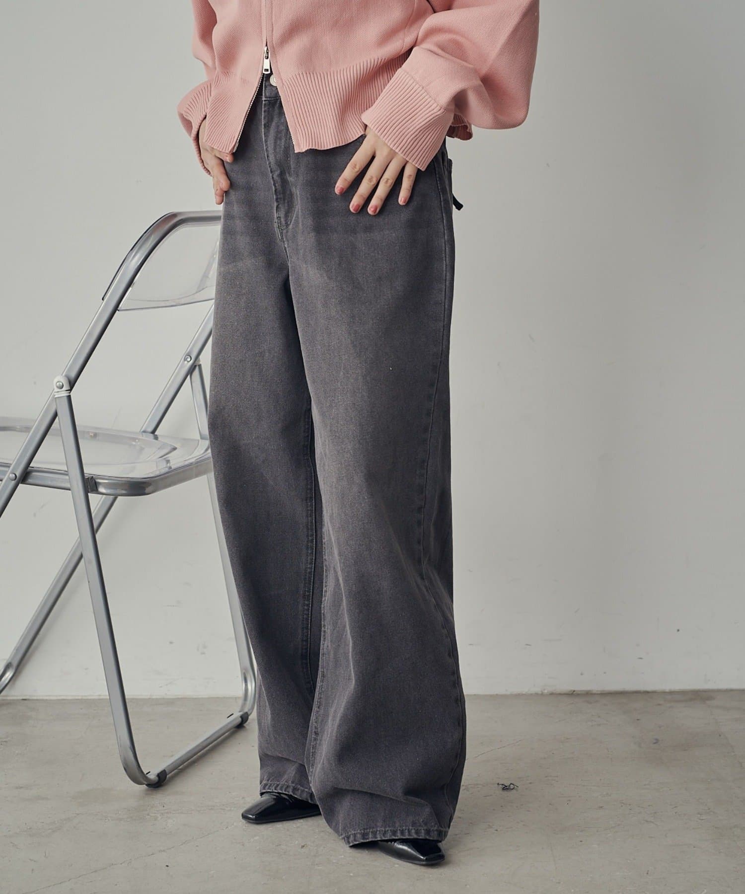 -goocy-(グーシー) 【ワードローブ必須！】ワイドストレートデニムパンツ