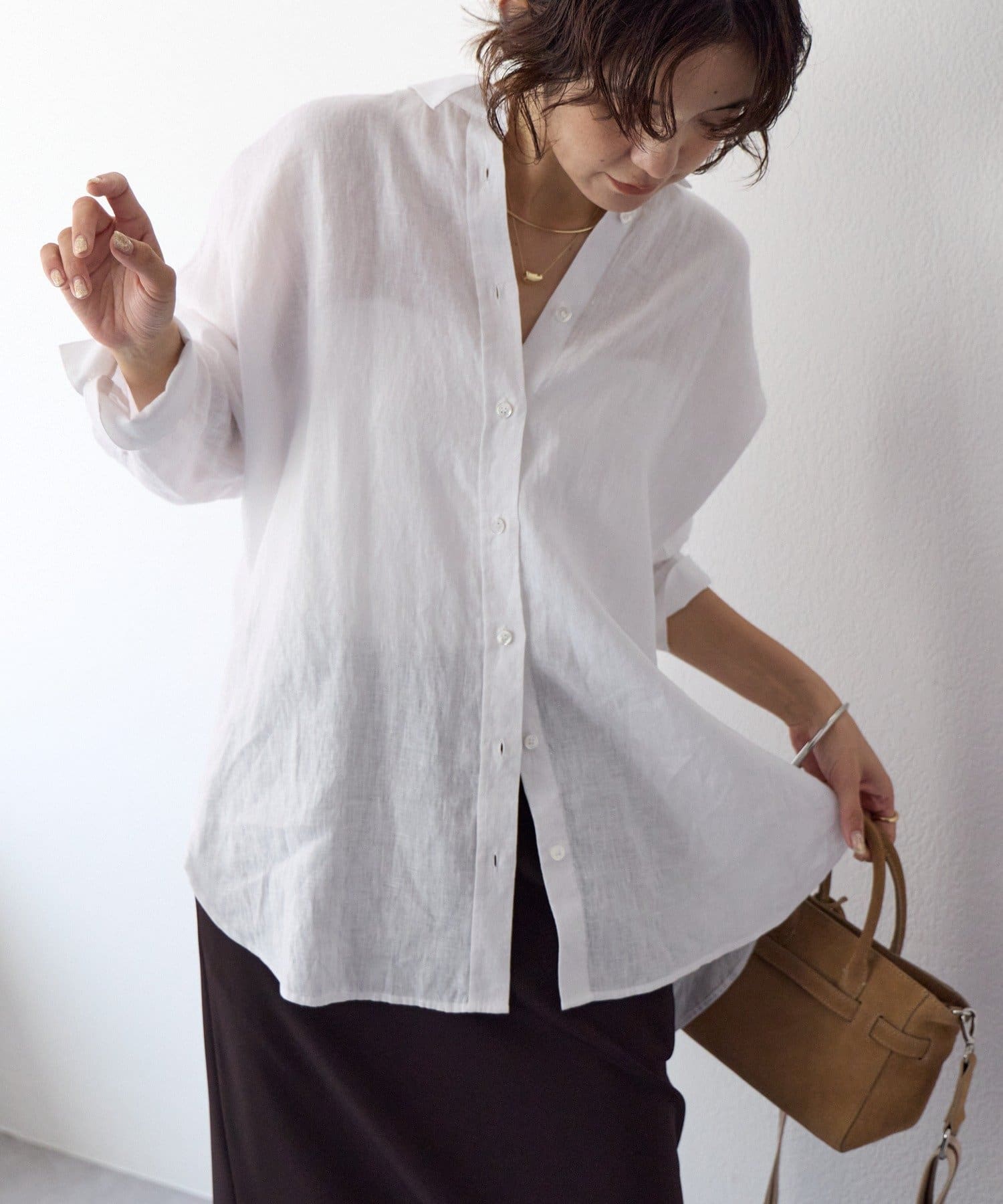 RIVE DROITE(リヴドロワ) 予約【名品/サイズ展開あり】リネンワイドシャツ/3月中旬お届け予定