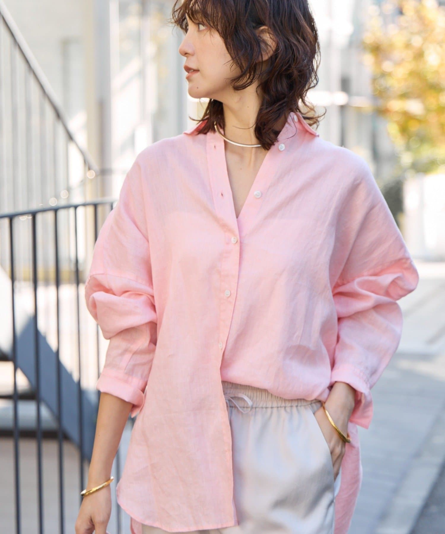 RIVE DROITE(リヴドロワ) 予約【名品/サイズ展開あり】リネンワイドシャツ/3月中旬お届け予定