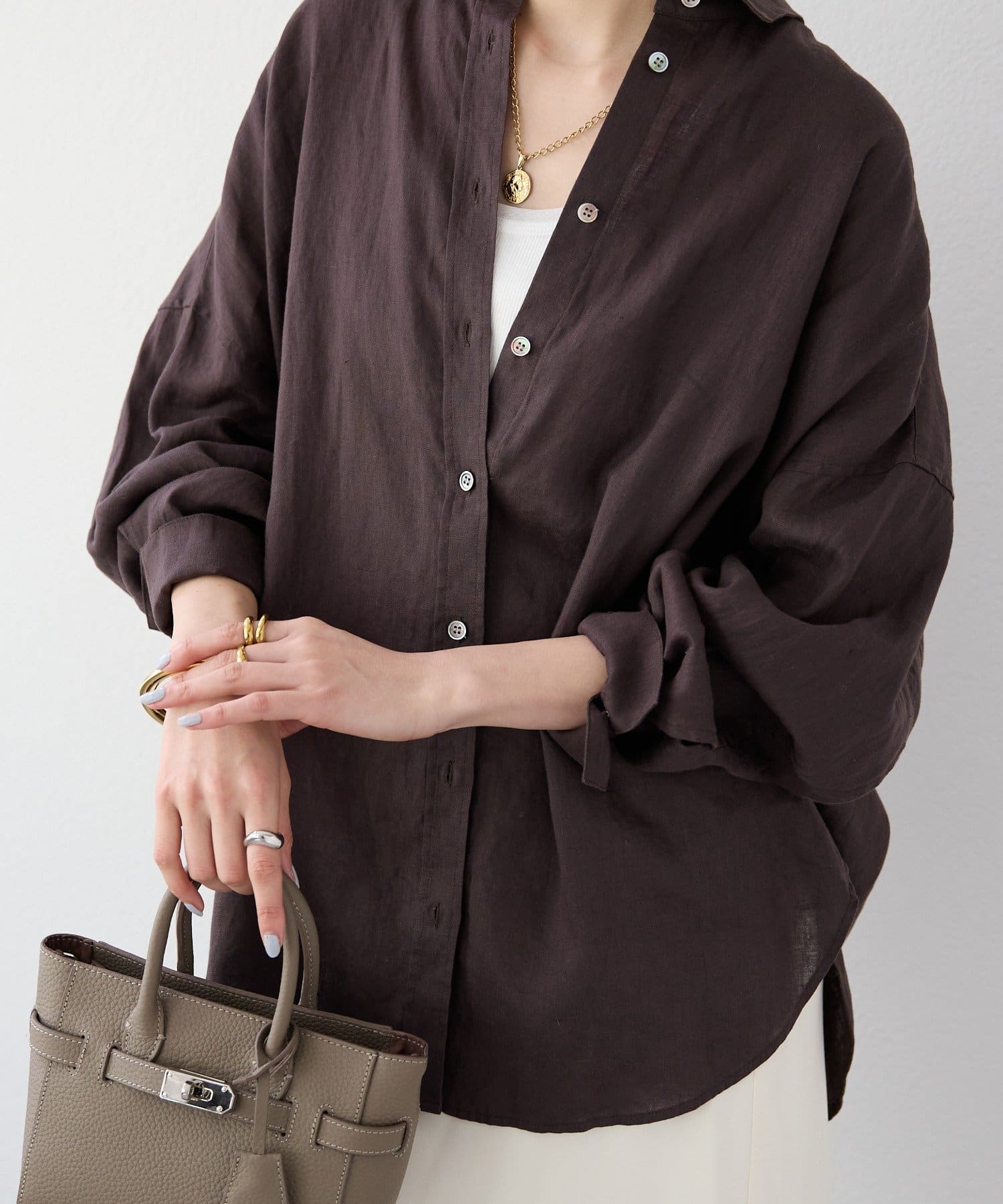 RIVE DROITE(リヴドロワ) 予約【名品/サイズ展開あり】リネンワイドシャツ/3月中旬お届け予定