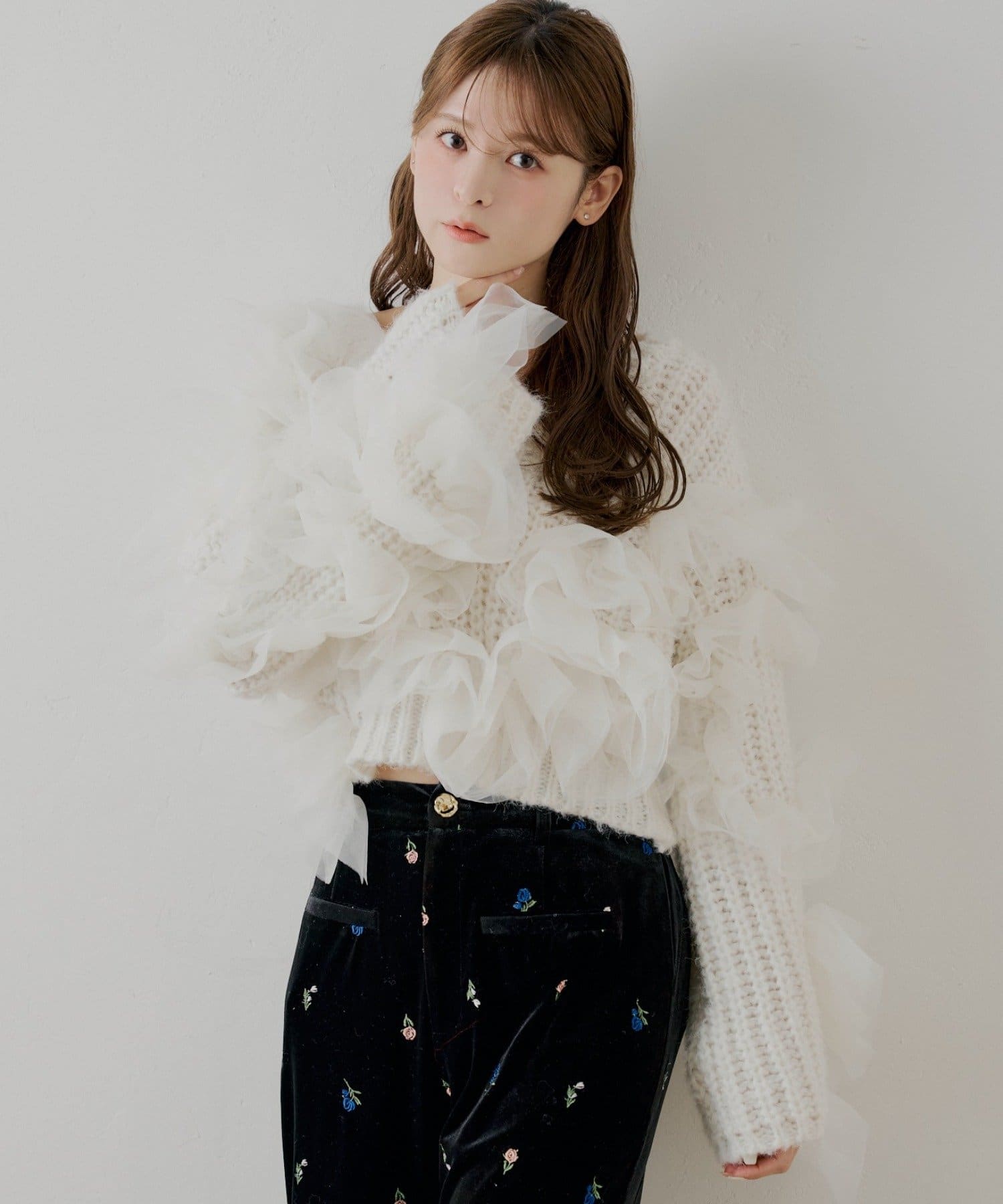 Chico(チコ) 【SALON by Chico】ランダムチュールドッキングニット