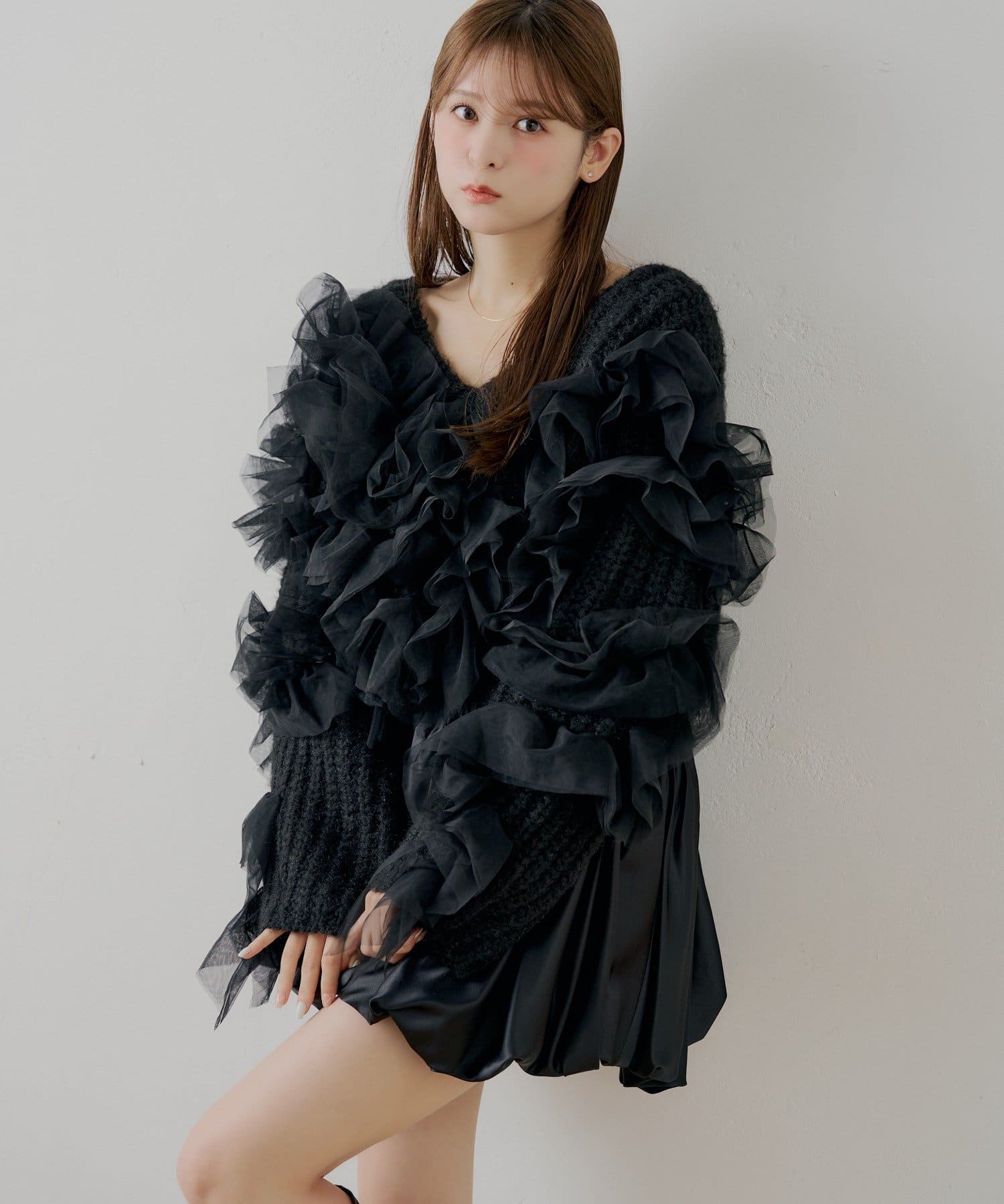 Chico(チコ) 【SALON by Chico】ランダムチュールドッキングニット