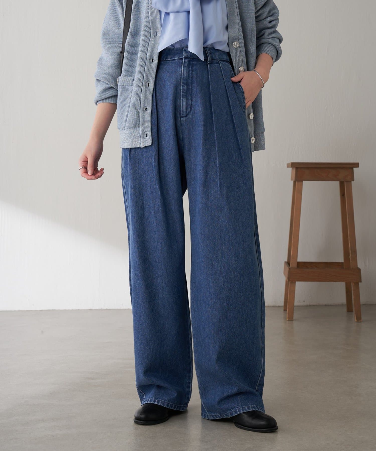 COLLAGE GALLARDAGALANTE(コラージュ ガリャルダガランテ) 【身体のラインカバー】Q.anosチャームタックワイドパンツ