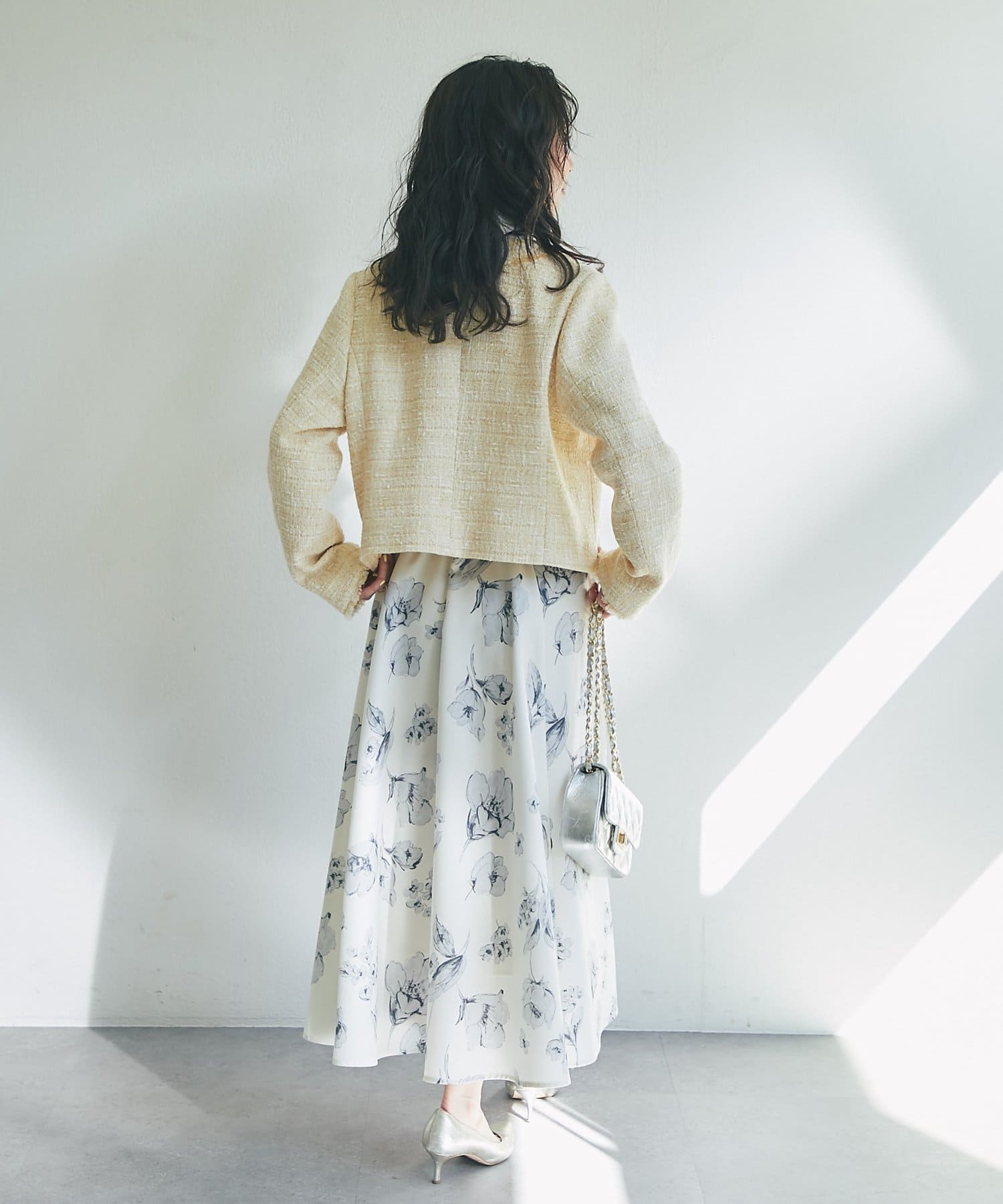 La boutique BonBon(ラブティックボンボン) 【ON・OFF兼用】ファンシーツイードクロップドジャケット