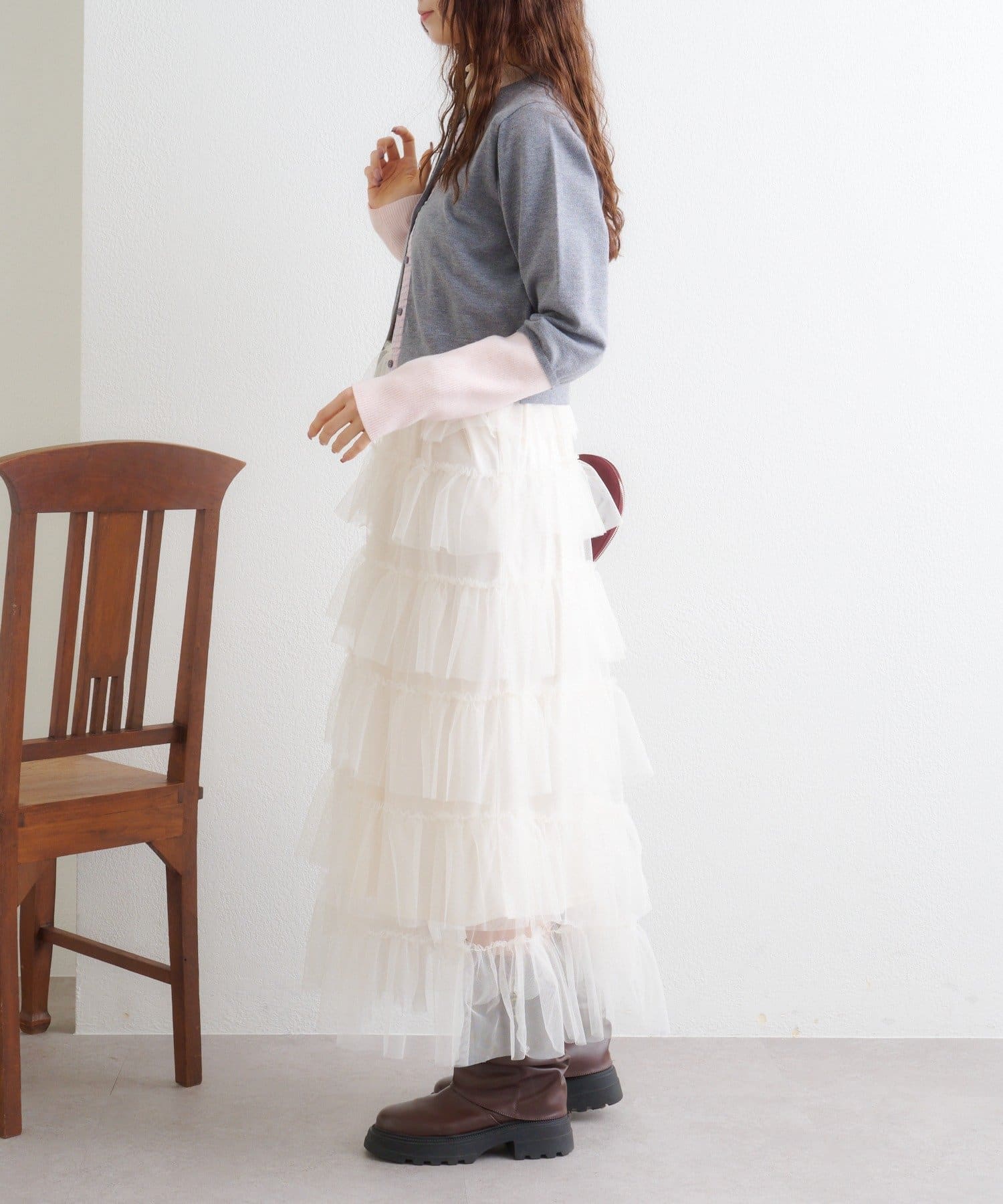 w closet(ダブルクローゼット) チェックシャツレイヤードカーディガン