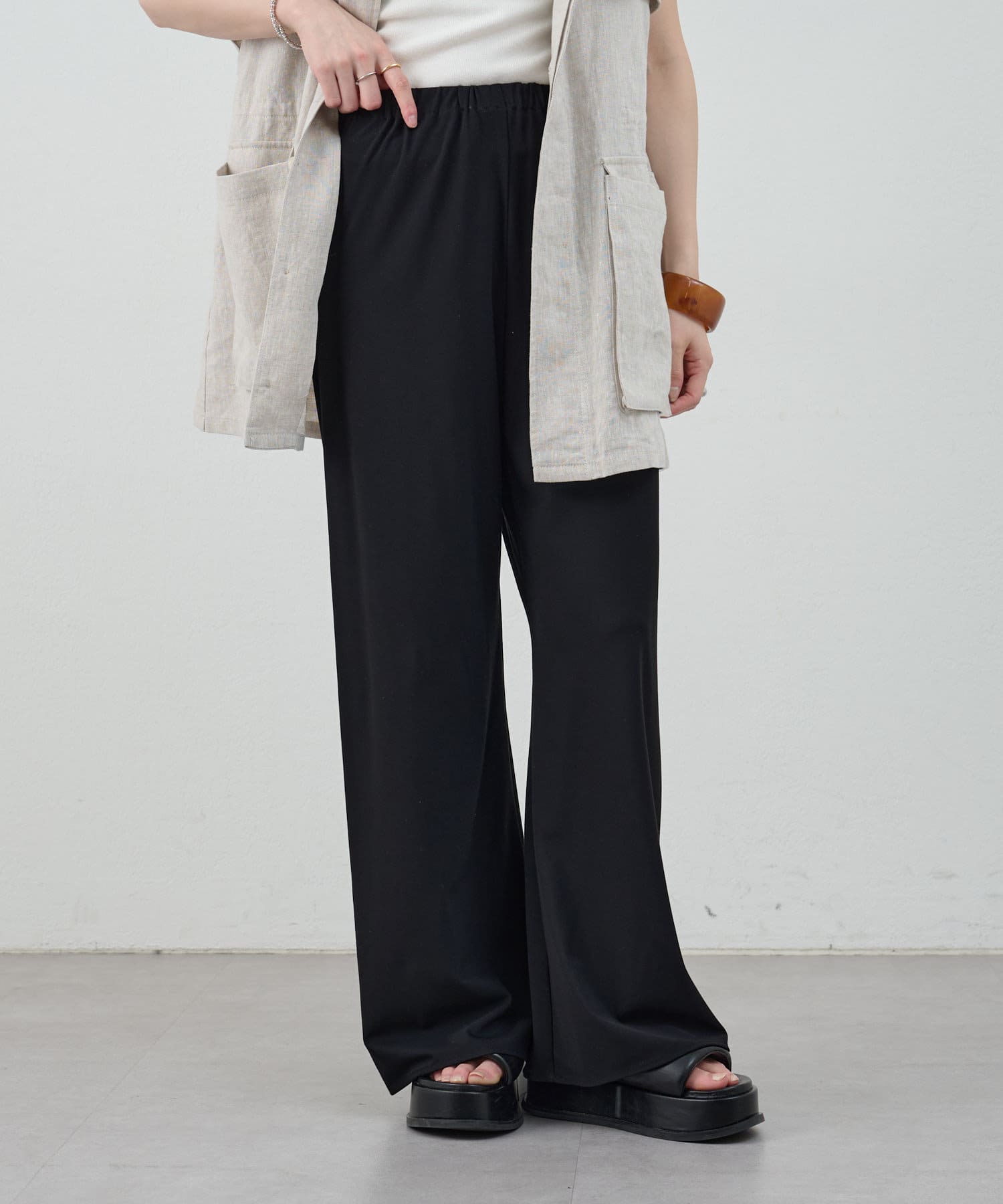 OUTLET(アウトレット) 【SHENERY】ギャザーワイドパンツ