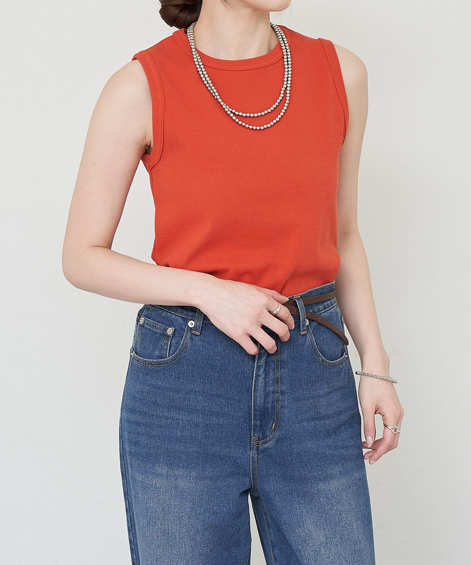 OUTLET(アウトレット) 【SHENERY】リブコンパクトノースリーブ