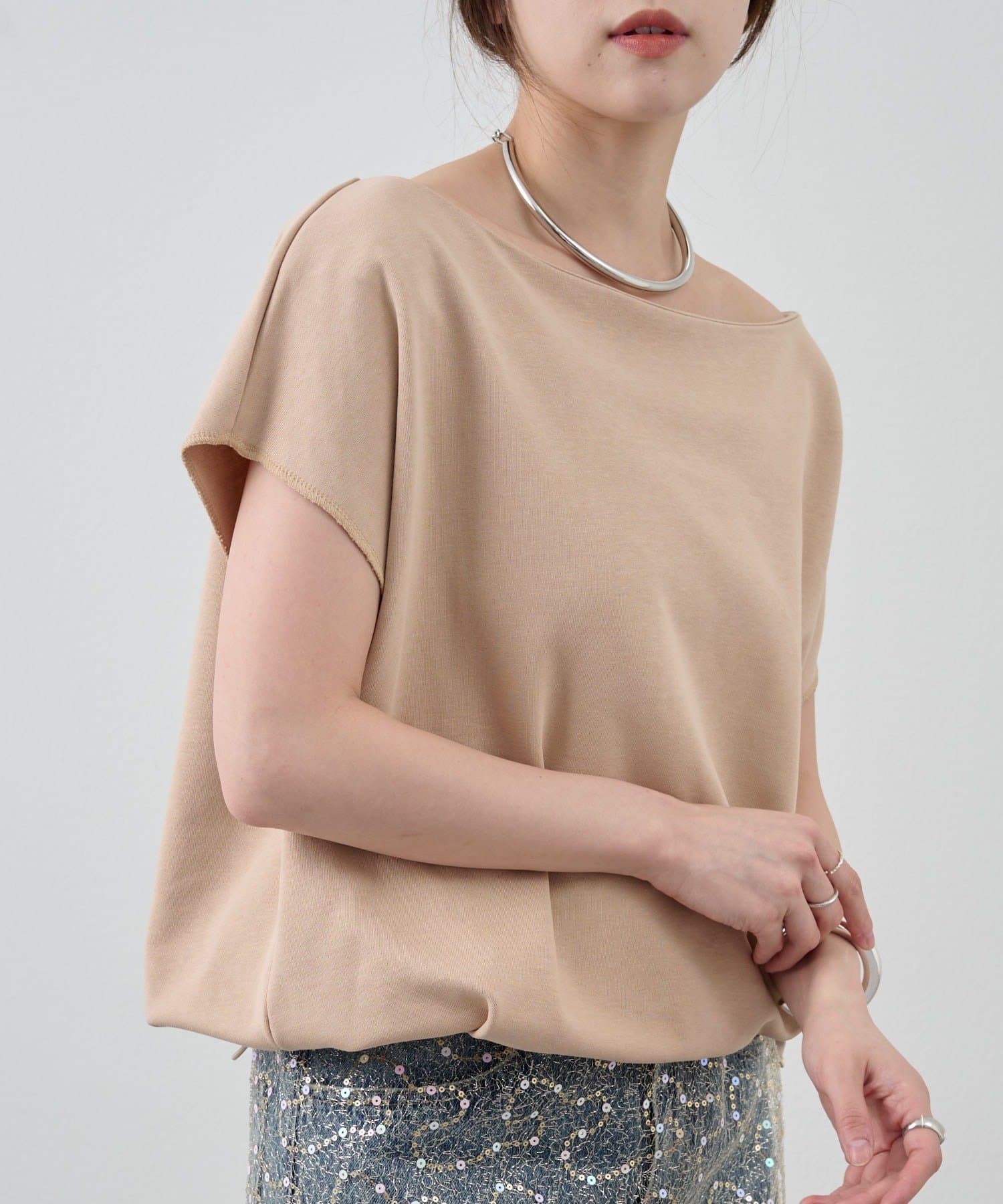 OUTLET(アウトレット) 【SHENERY】フレンチスリーブオフショルスウェット