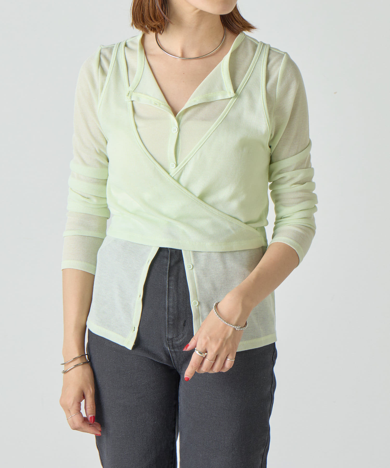 OUTLET(アウトレット) 【SHENERY】レイヤードカットソー