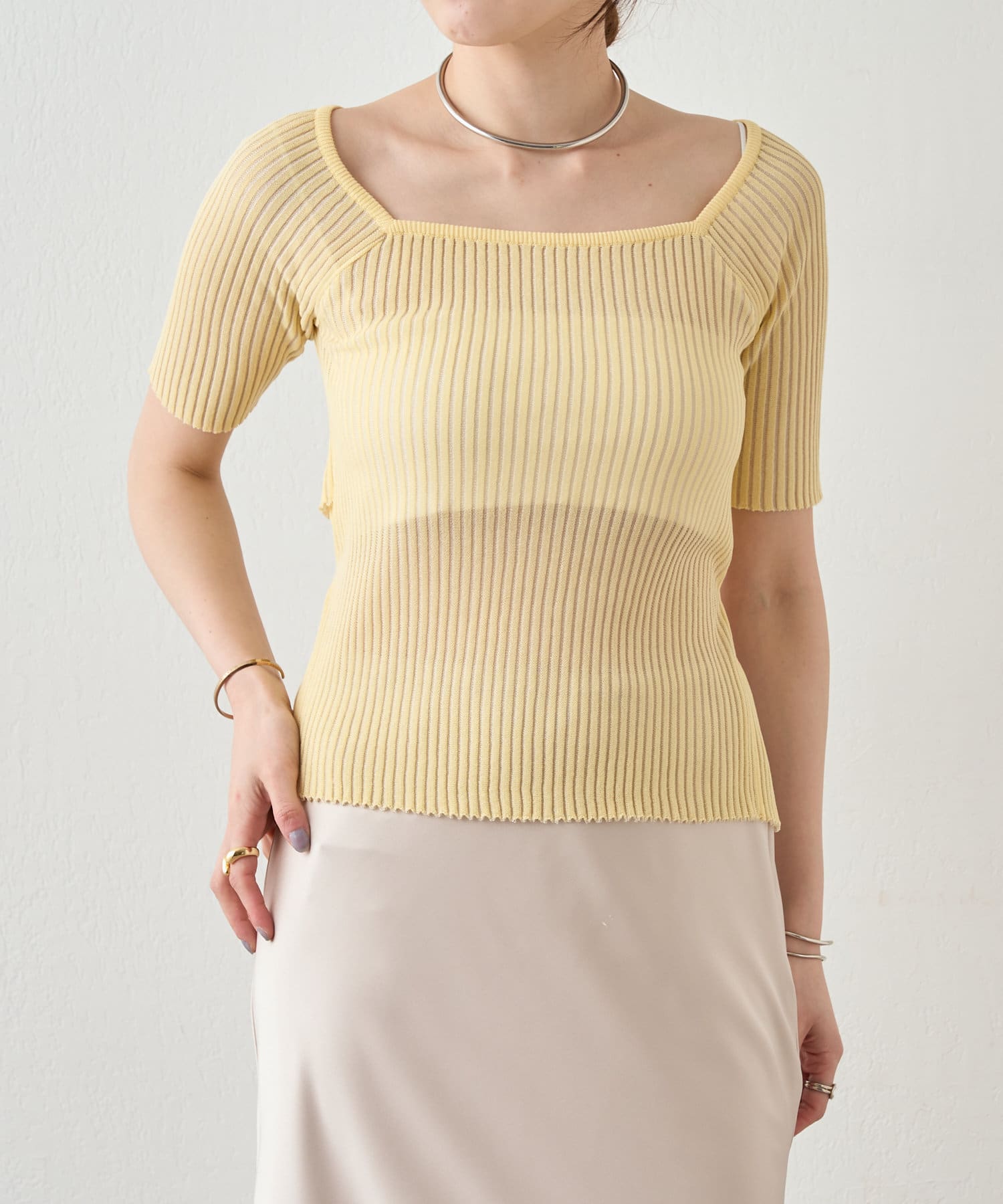 OUTLET(アウトレット) 【SHENERY】バックデザインリブトップス