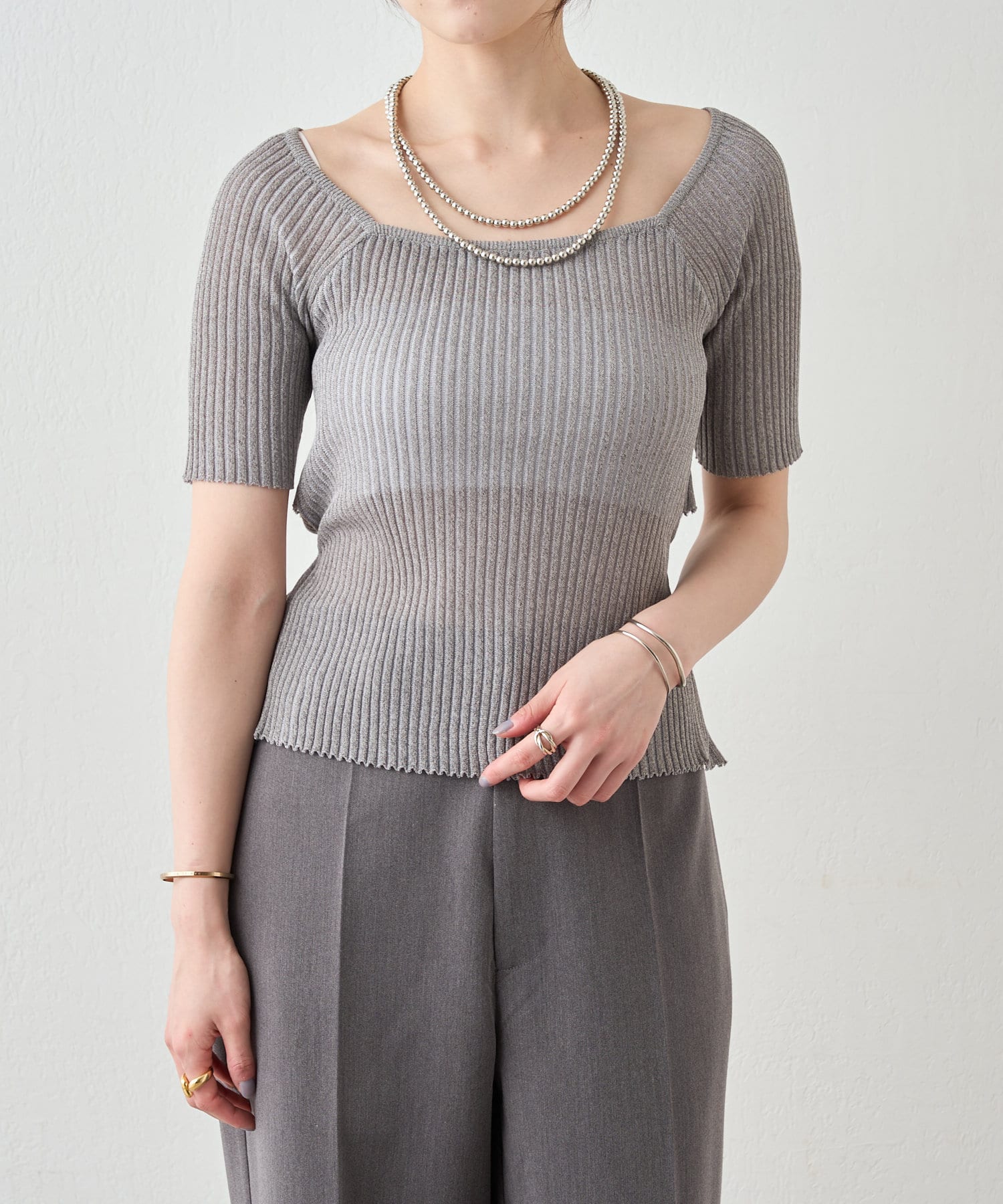 OUTLET(アウトレット) 【SHENERY】バックデザインリブトップス