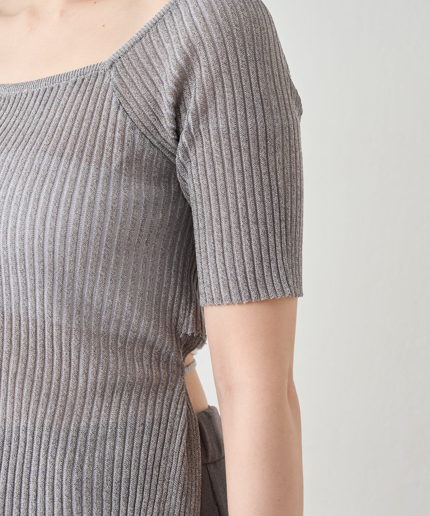 OUTLET(アウトレット) 【SHENERY】バックデザインリブトップス