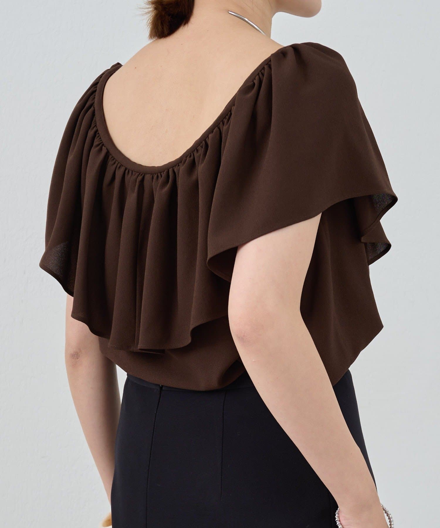 OUTLET(アウトレット) 【SHENERY】フリルノースリーブブラウス