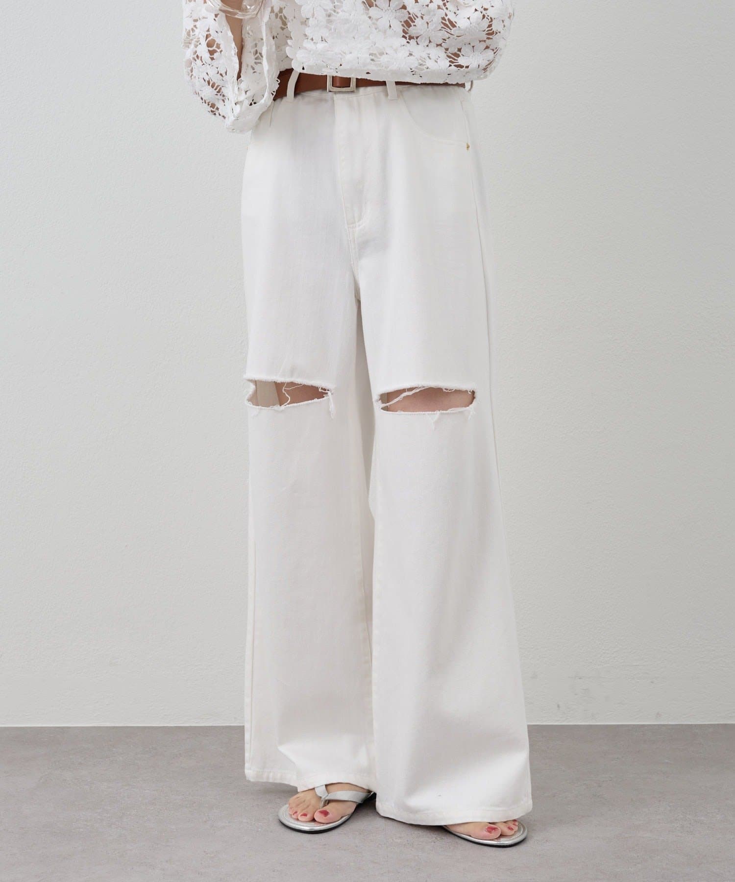 OUTLET(アウトレット) 【SHENERY】ダメージデニムパンツ