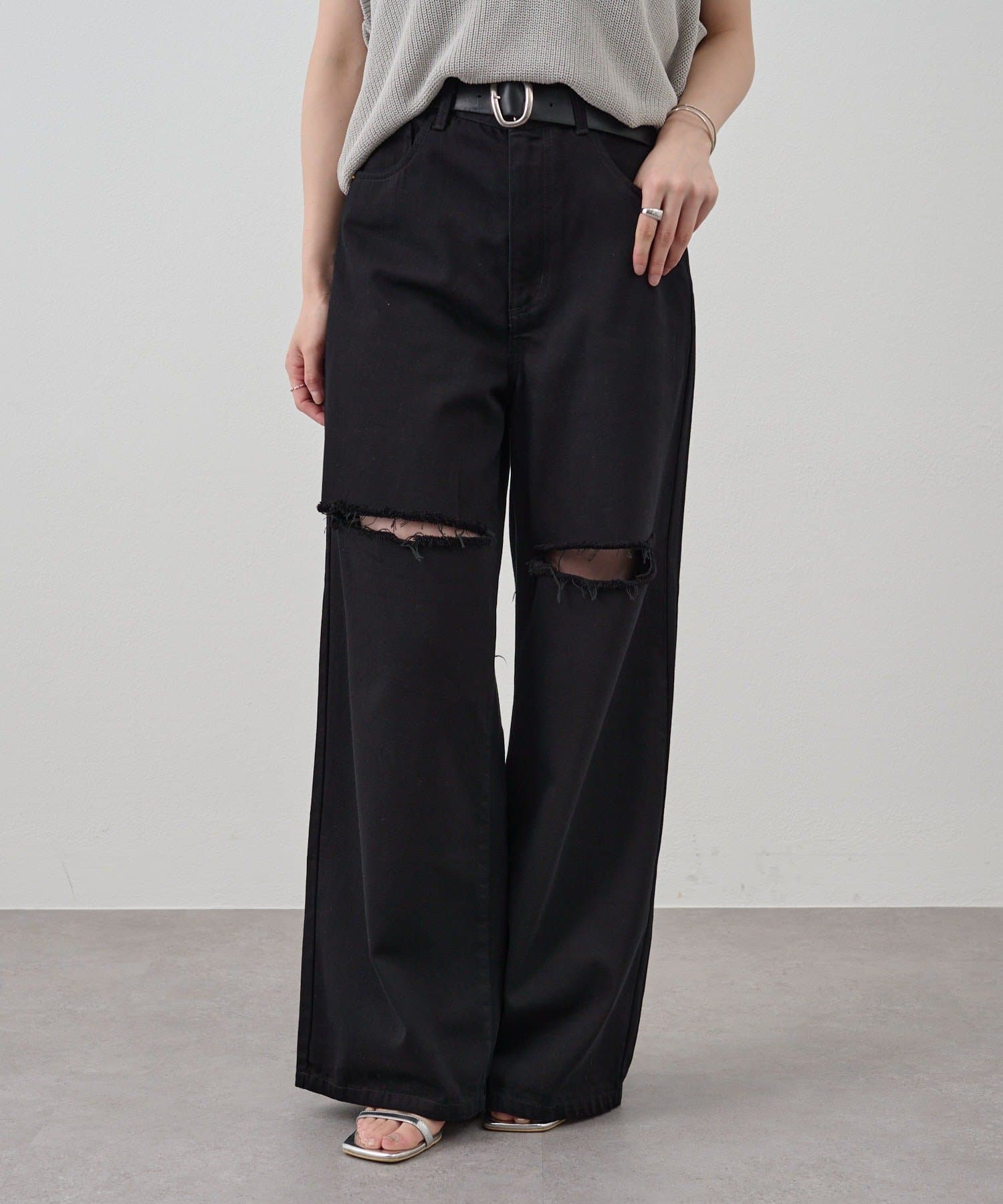 OUTLET(アウトレット) 【SHENERY】ダメージデニムパンツ