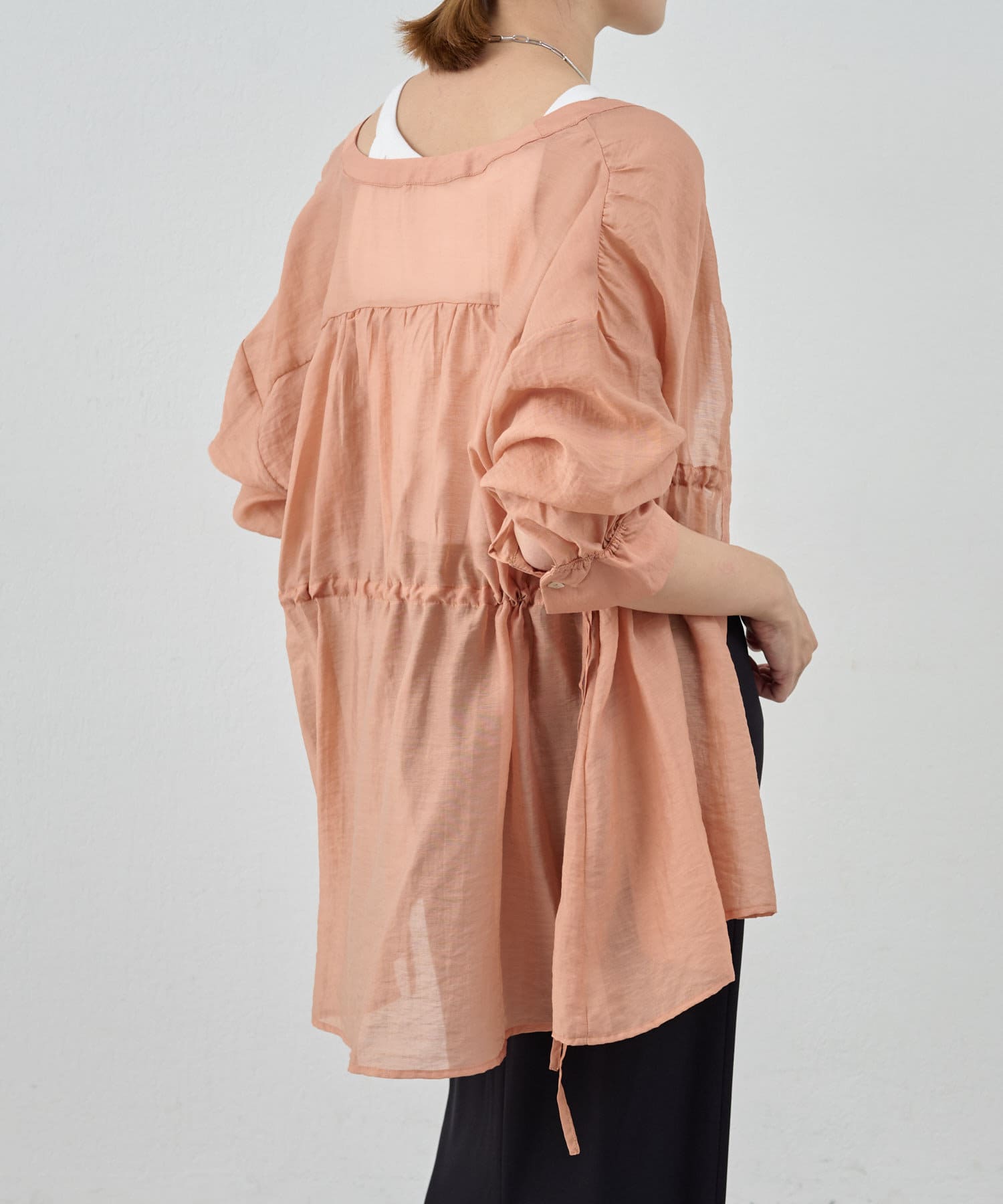 OUTLET(アウトレット) 【SHENERY】シアーペプラムブラウス