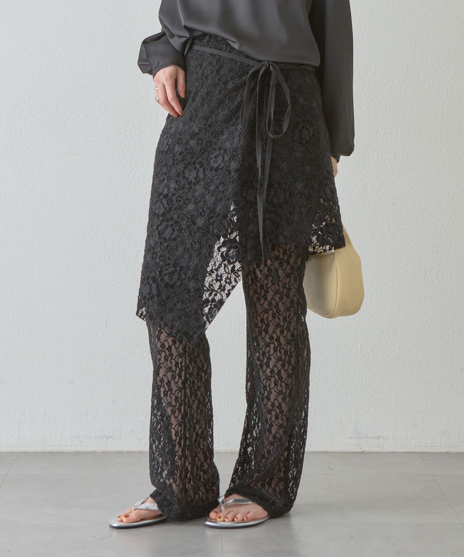 OUTLET(アウトレット) 【SHENERY】レースレイヤードパンツ