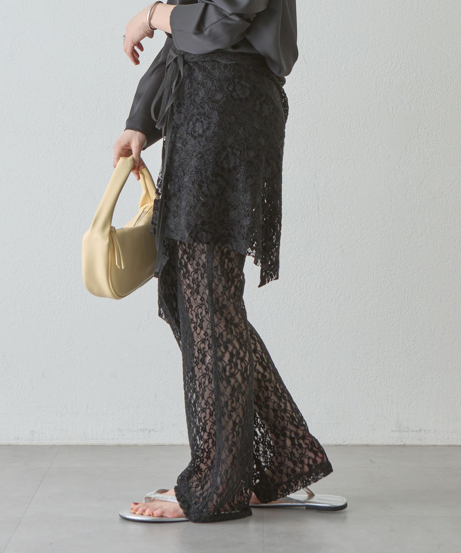 OUTLET(アウトレット) 【SHENERY】レースレイヤードパンツ