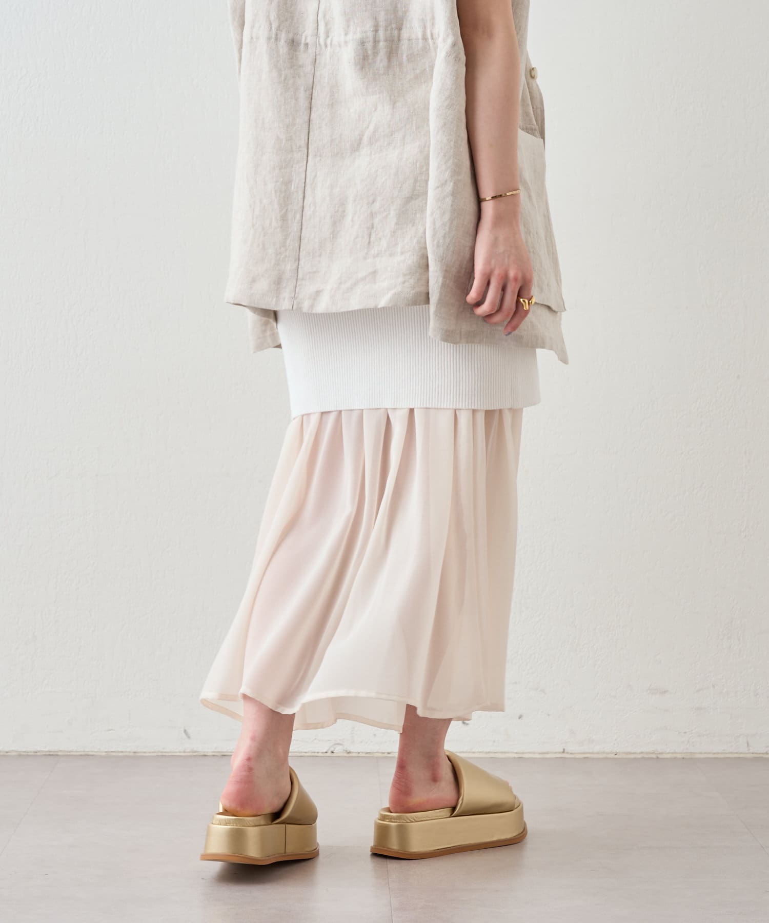 OUTLET(アウトレット) 【SHENERY】2WAYレイヤードフレアスカート