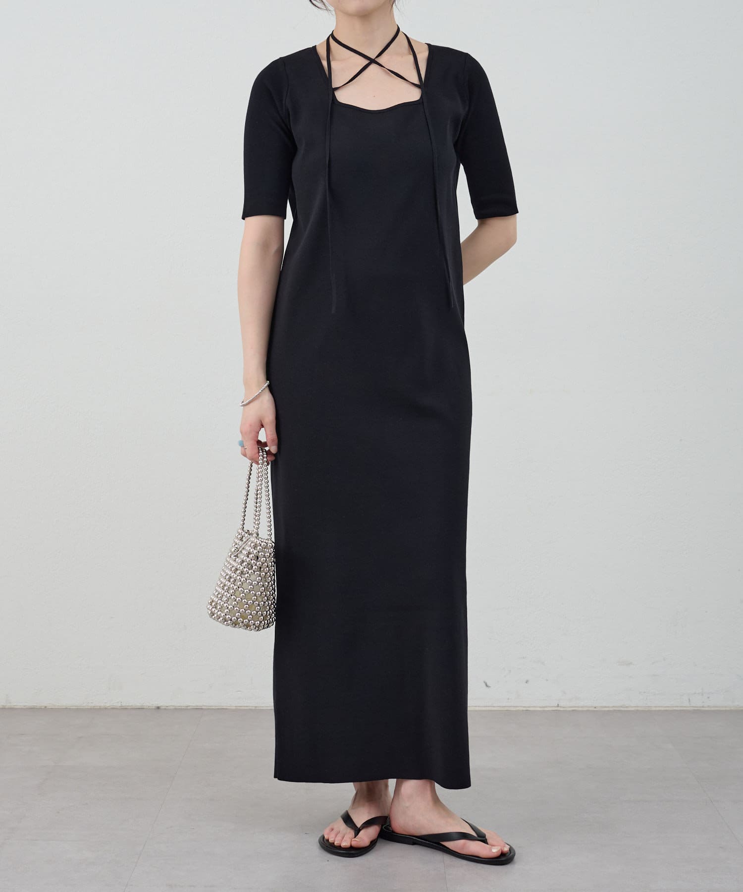 OUTLET(アウトレット) 【SHENERY】総針スクエアネックワンピース