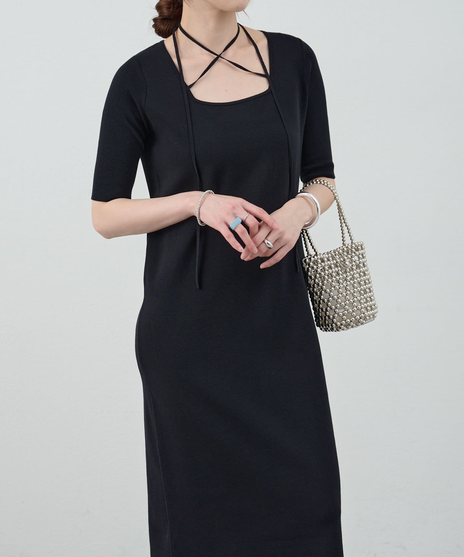 OUTLET(アウトレット) 【SHENERY】総針スクエアネックワンピース