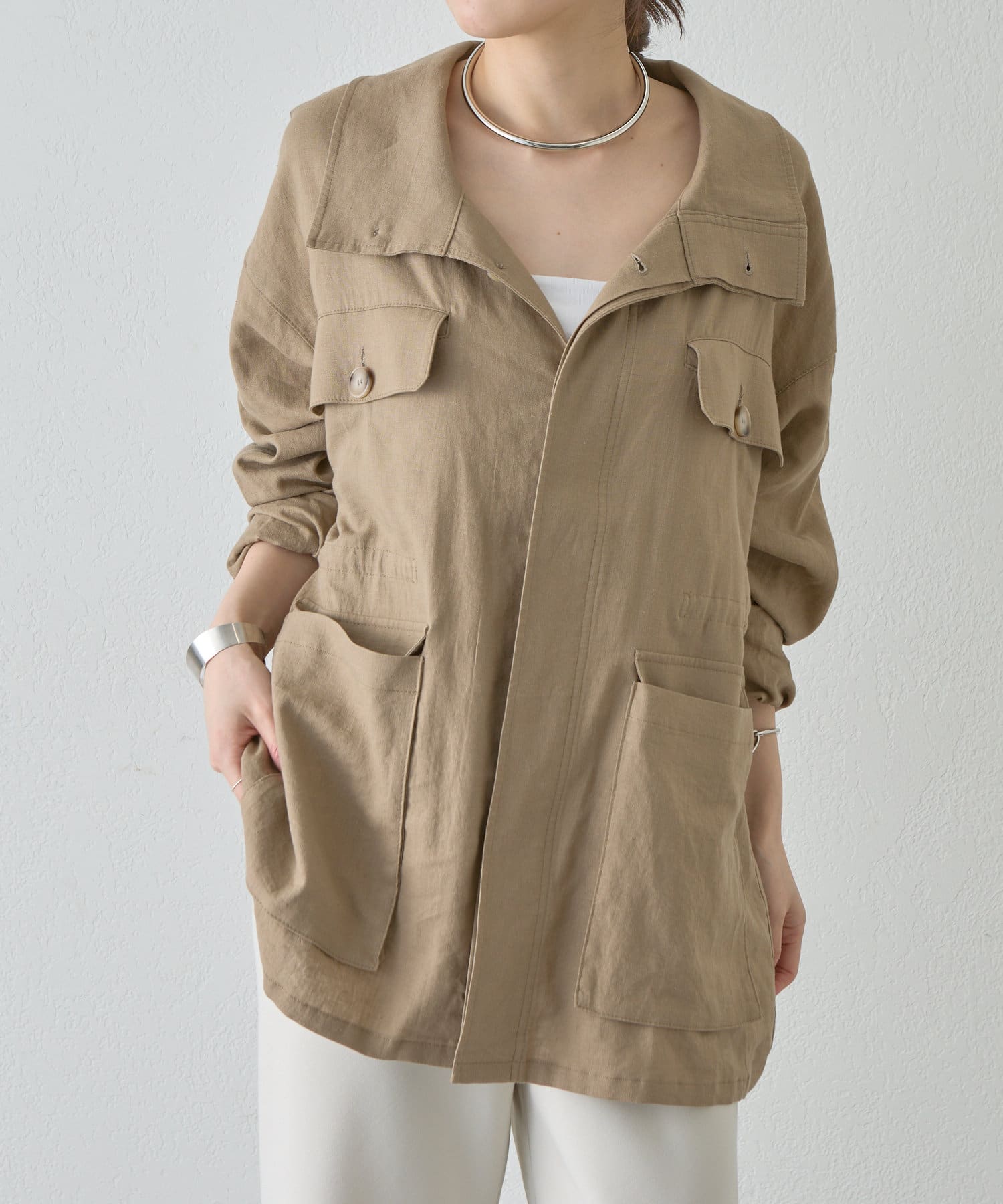 SHENERY】ミリタリーリネンシャツジャケット | OUTLET(アウトレット