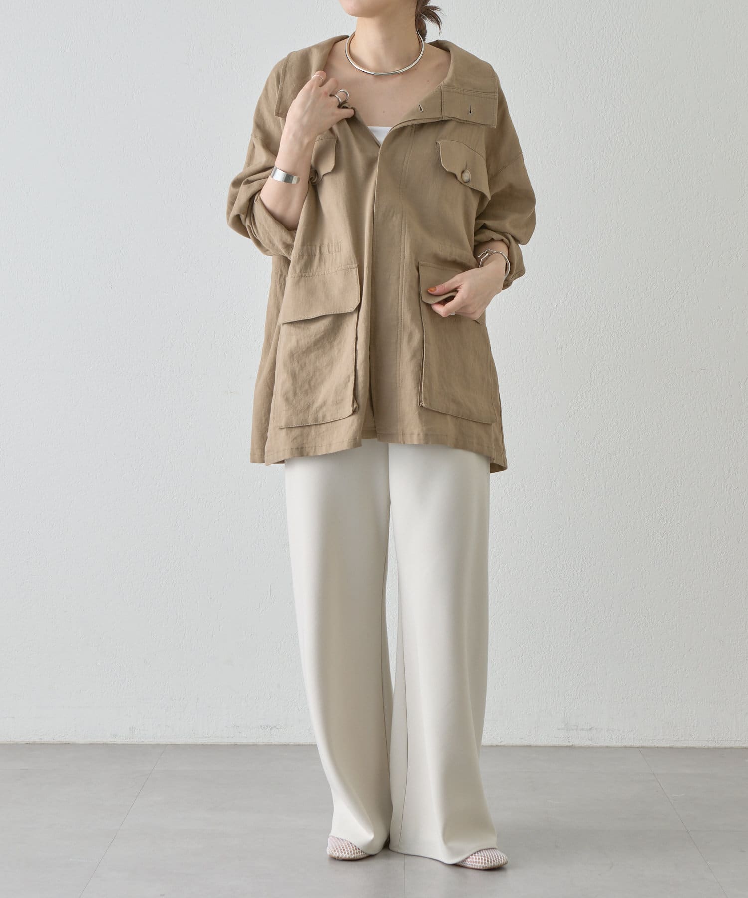 SHENERY】ミリタリーリネンシャツジャケット | OUTLET(アウトレット