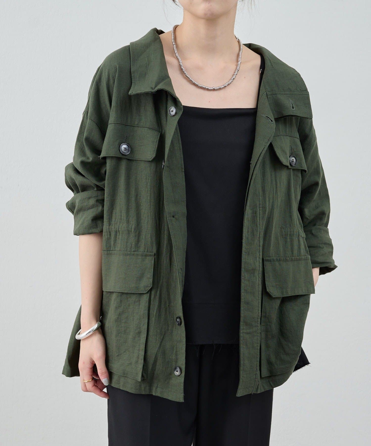 SHENERY】ミリタリーリネンシャツジャケット | OUTLET(アウトレット