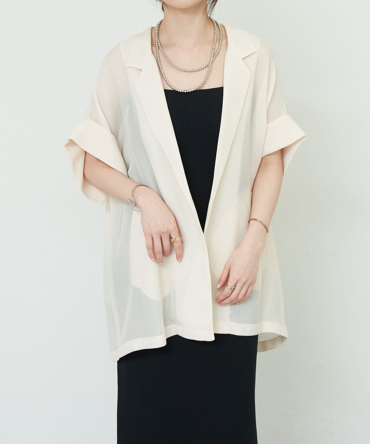 OUTLET(アウトレット) 【SHENERY】フレンチスリーブメッシュジャケット