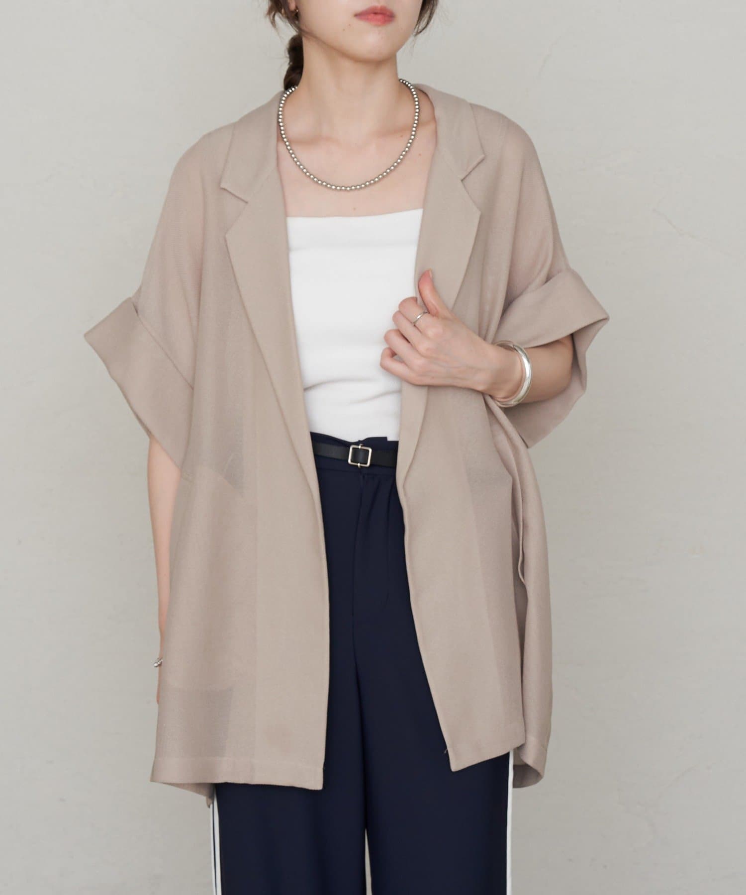 OUTLET(アウトレット) 【SHENERY】フレンチスリーブメッシュジャケット