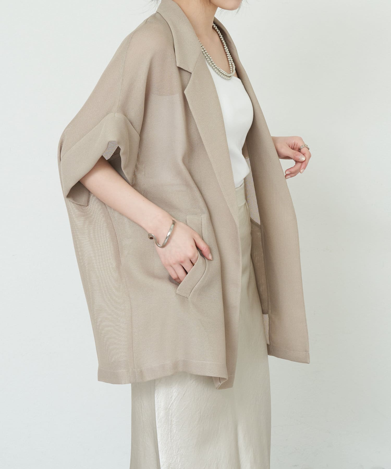 OUTLET(アウトレット) 【SHENERY】フレンチスリーブメッシュジャケット