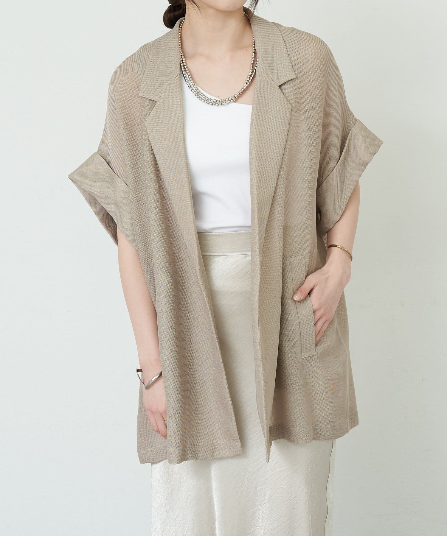 OUTLET(アウトレット) 【SHENERY】フレンチスリーブメッシュジャケット