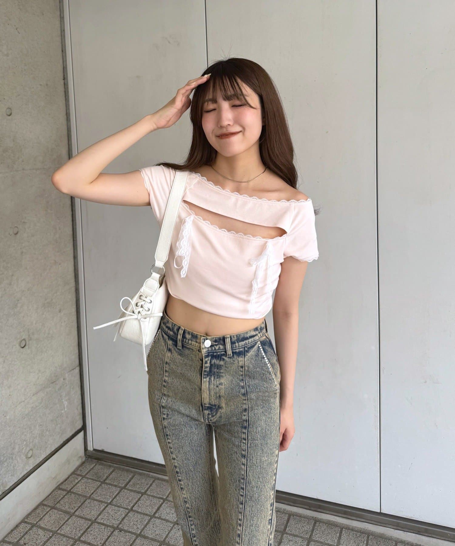 OUTLET(アウトレット) 【mline】バストリボンカットソー