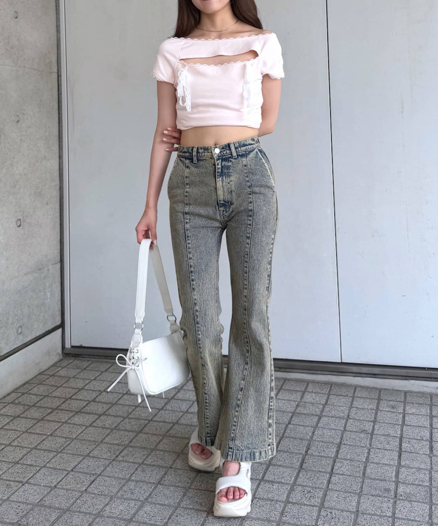 OUTLET(アウトレット) 【mline】バストリボンカットソー