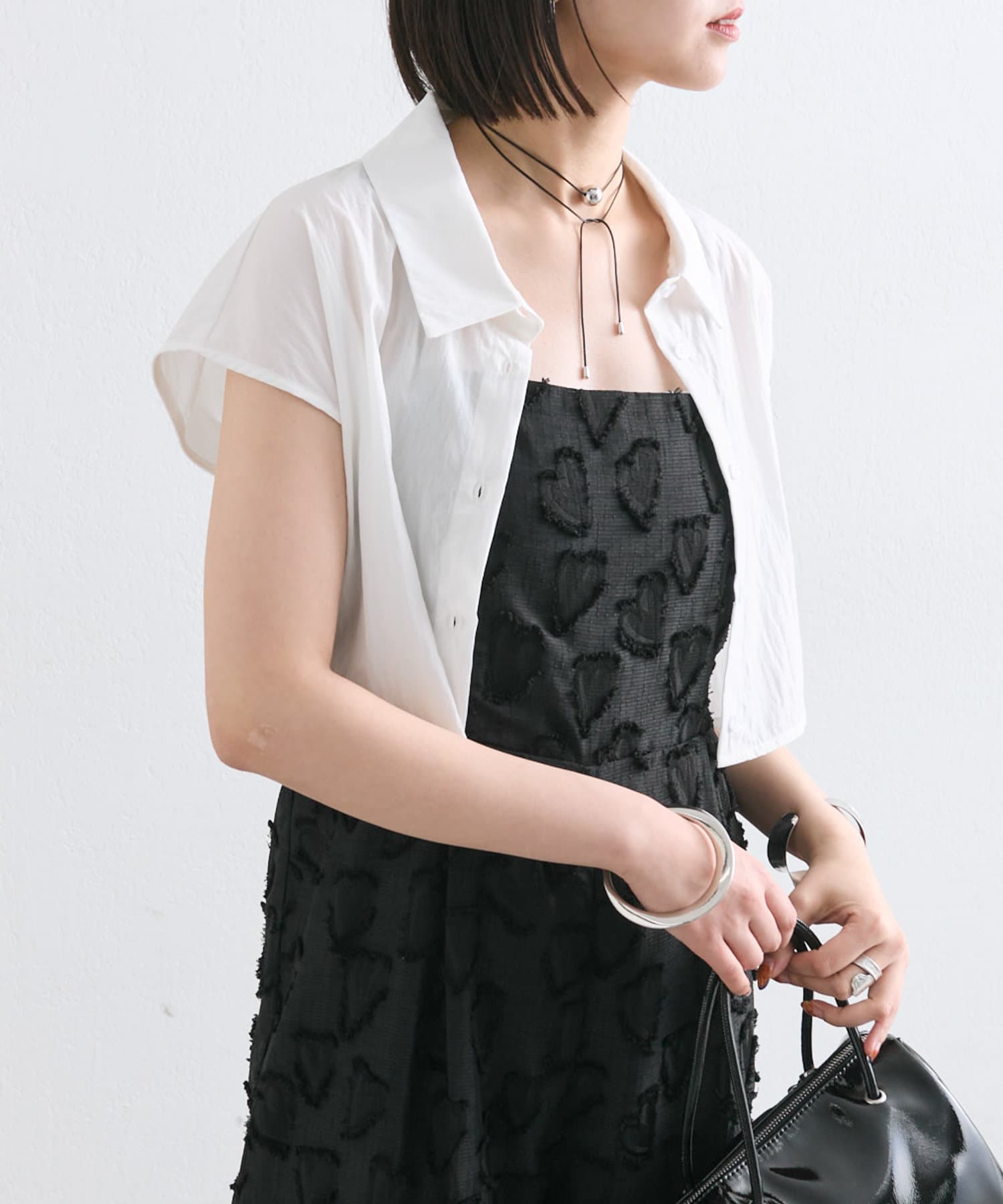 OUTLET(アウトレット) 【mystic】バックシャンクロップドシャツ