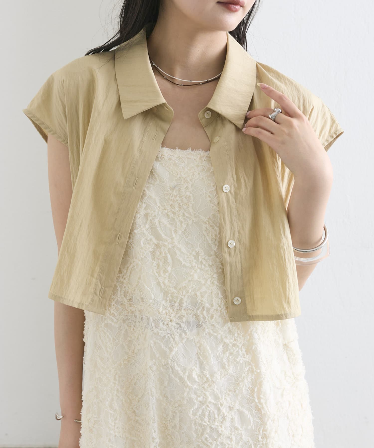 OUTLET(アウトレット) 【mystic】バックシャンクロップドシャツ