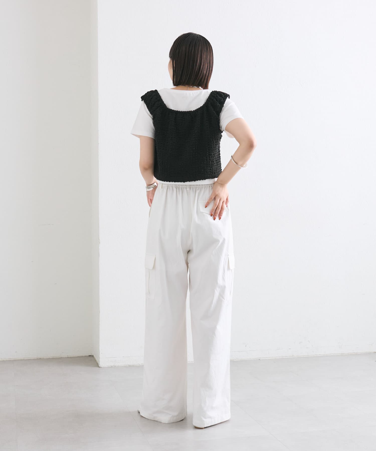 OUTLET(アウトレット) 【mystic】シャーリングスクエアショートタンク