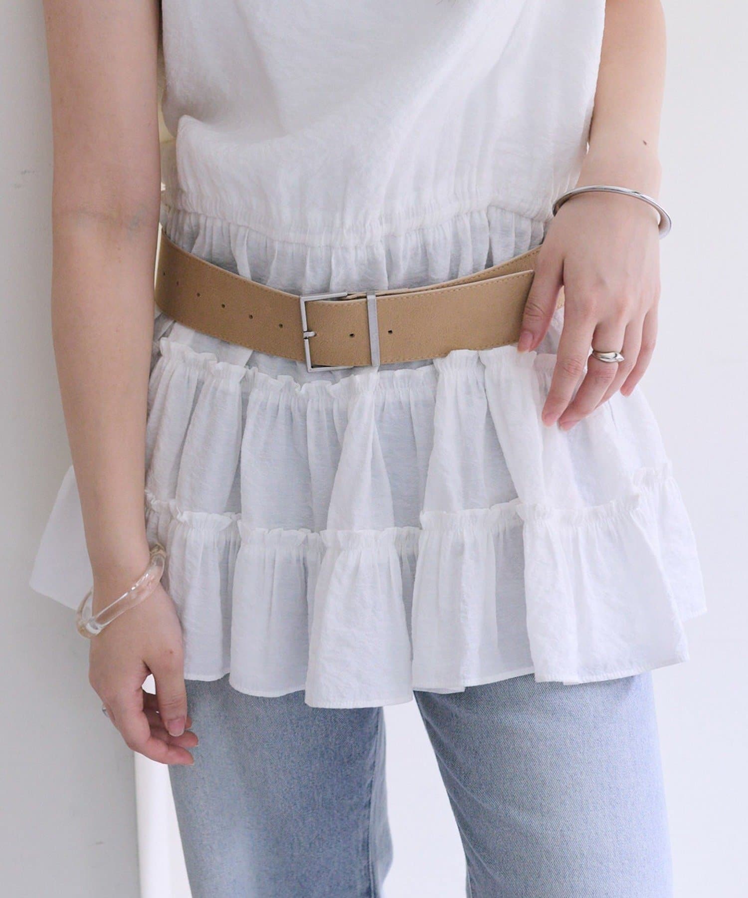 OUTLET(アウトレット) 【mystic】スクエアバックルワイドベルト