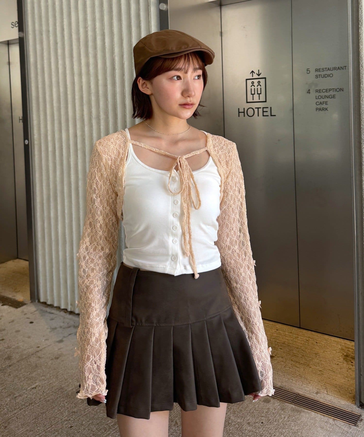 OUTLET(アウトレット) 【mline】クロップドリボンブラウス