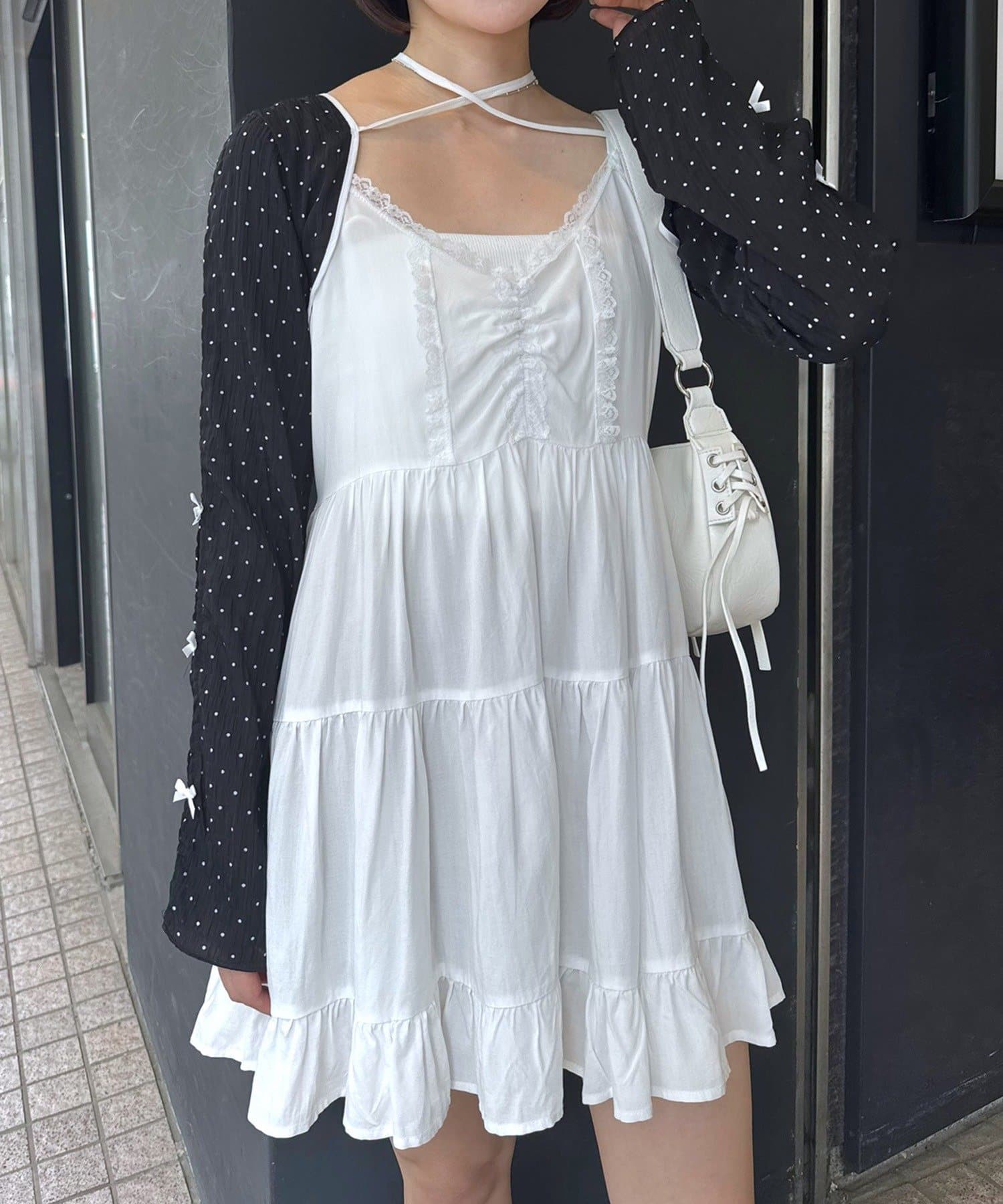 OUTLET(アウトレット) 【mline】クロップドリボンブラウス