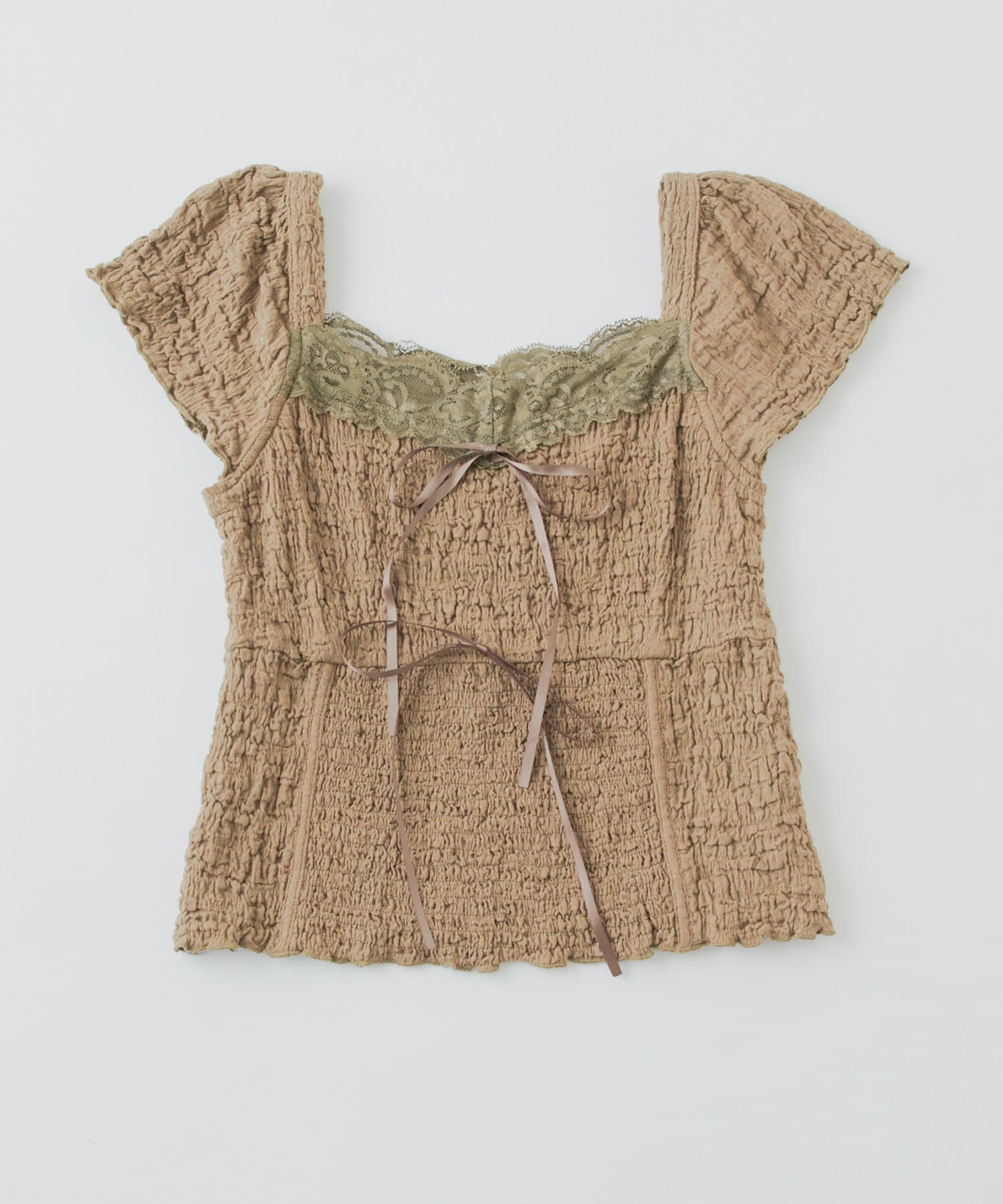 OUTLET(アウトレット) 【mline】レースシャーリング フレンチT