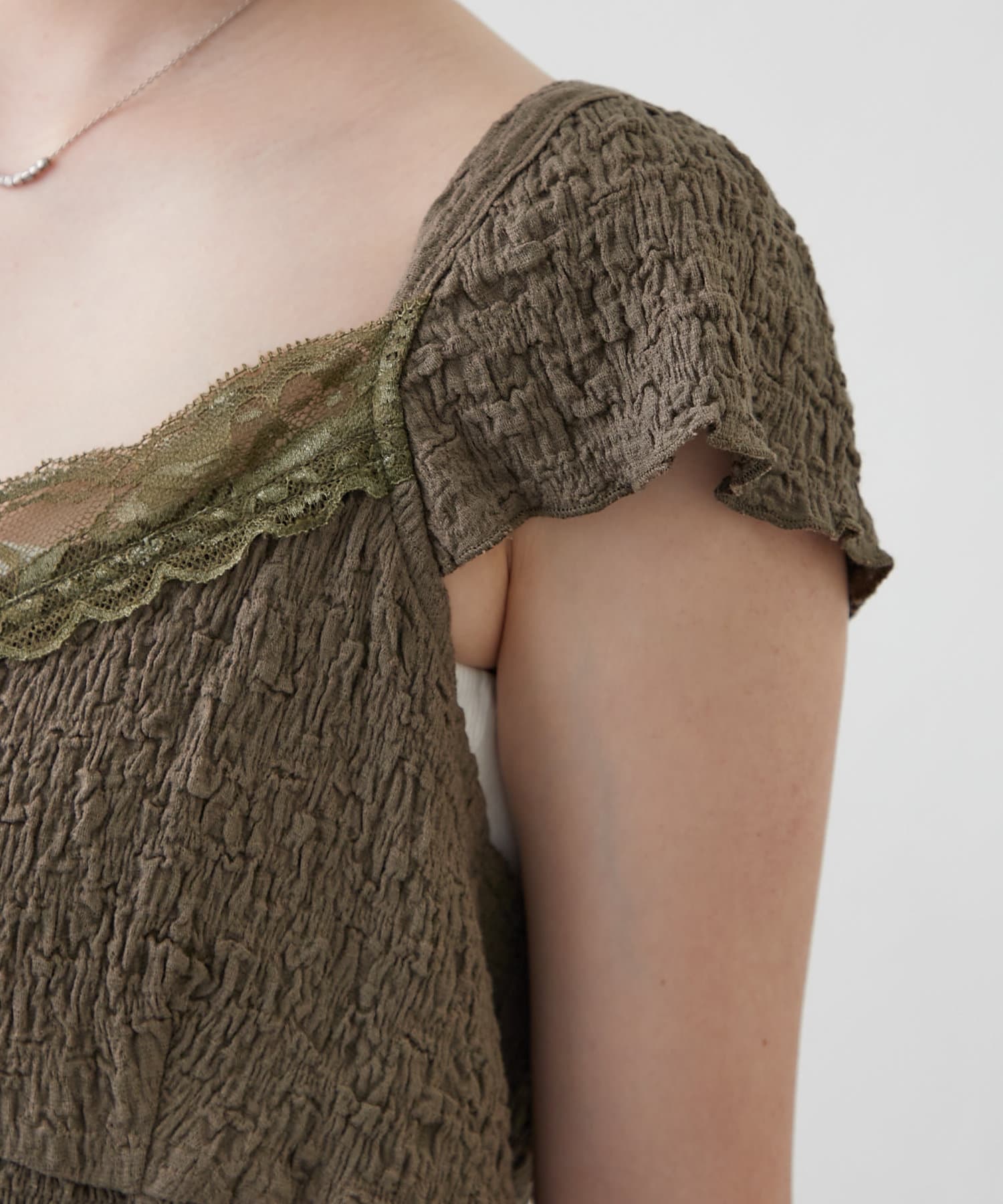 OUTLET(アウトレット) 【mline】レースシャーリング フレンチT