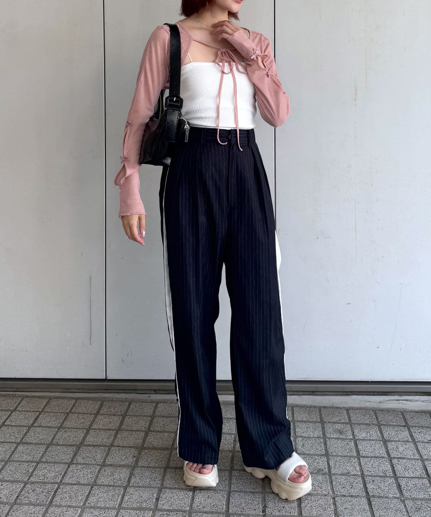 OUTLET(アウトレット) 【mline】クロップドリボンカーデ