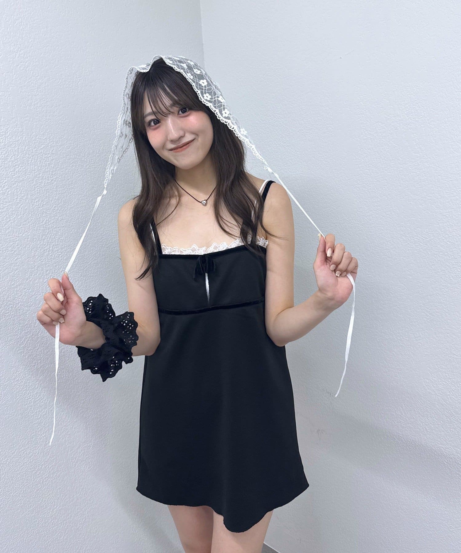 OUTLET(アウトレット) 【mline】ベロアリボンミニワンピ