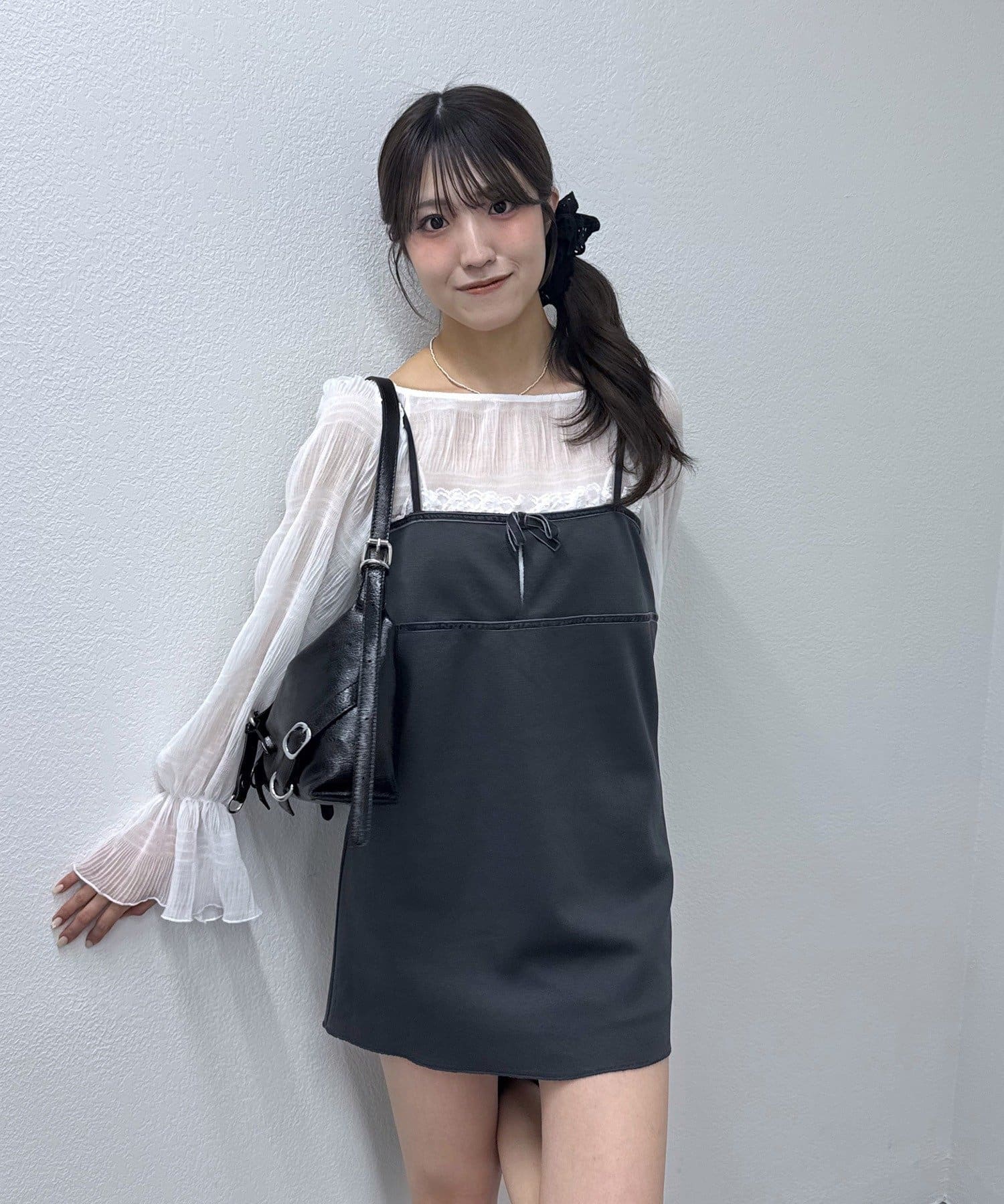 OUTLET(アウトレット) 【mline】ベロアリボンミニワンピ