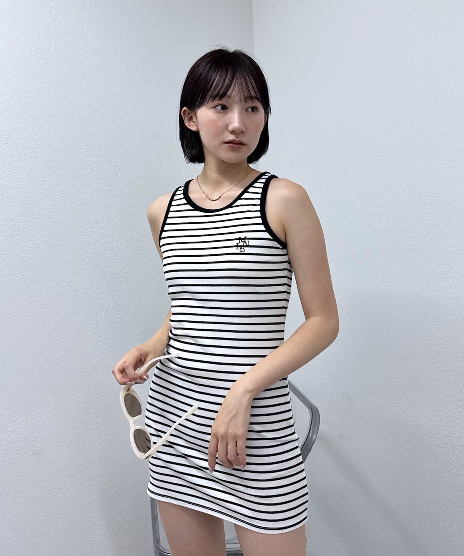 OUTLET(アウトレット) 【mline】ロゴボーダー カットワンピース