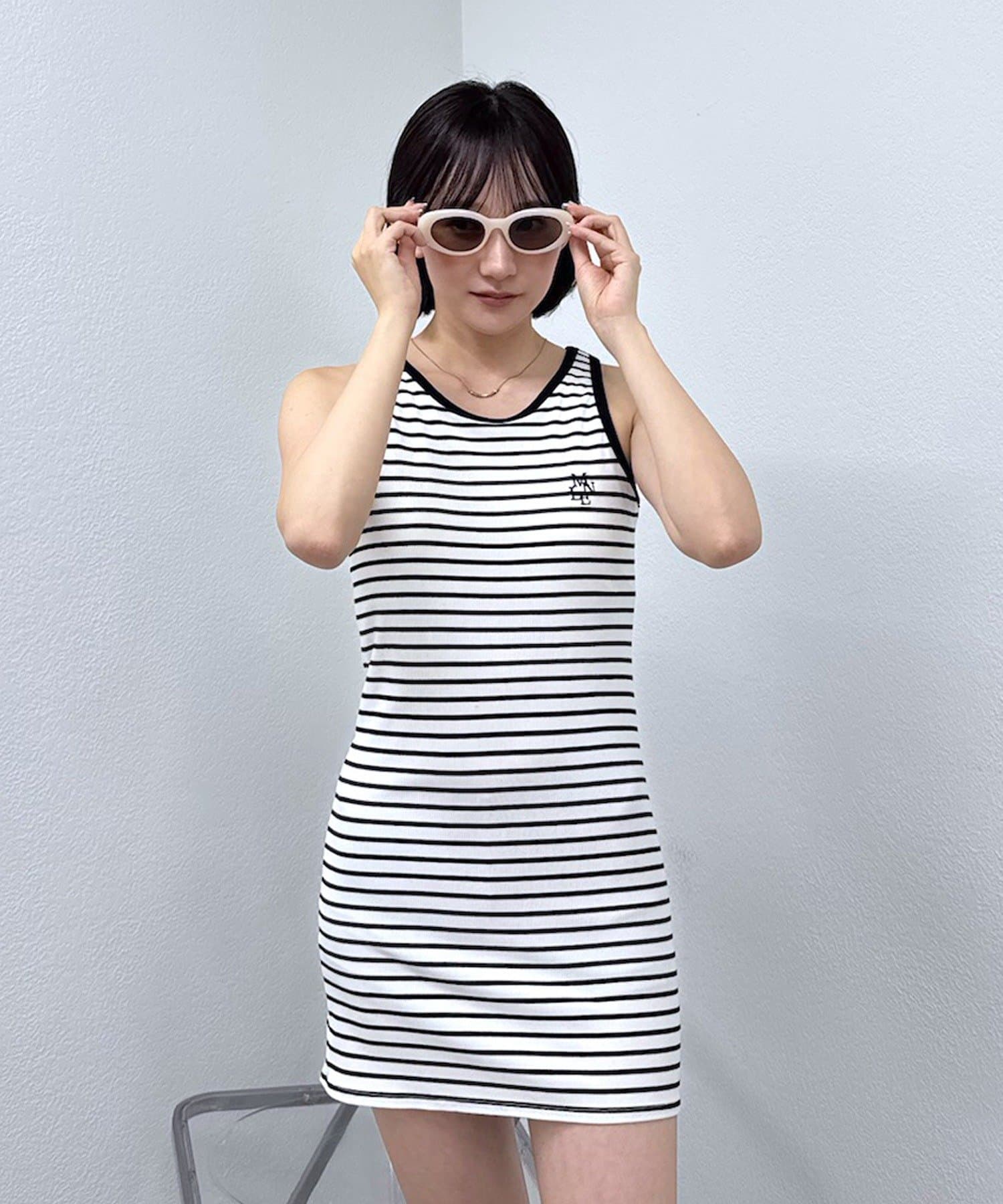 OUTLET(アウトレット) 【mline】ロゴボーダー カットワンピース
