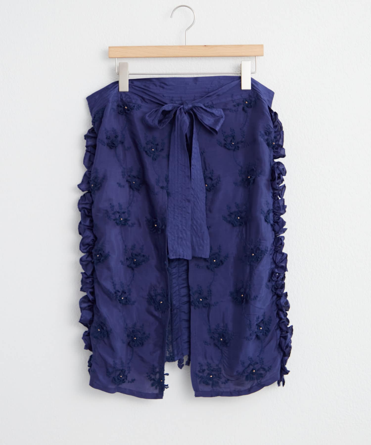 OUTLET(アウトレット) 【mystic】frill rayon shantung apron skirt