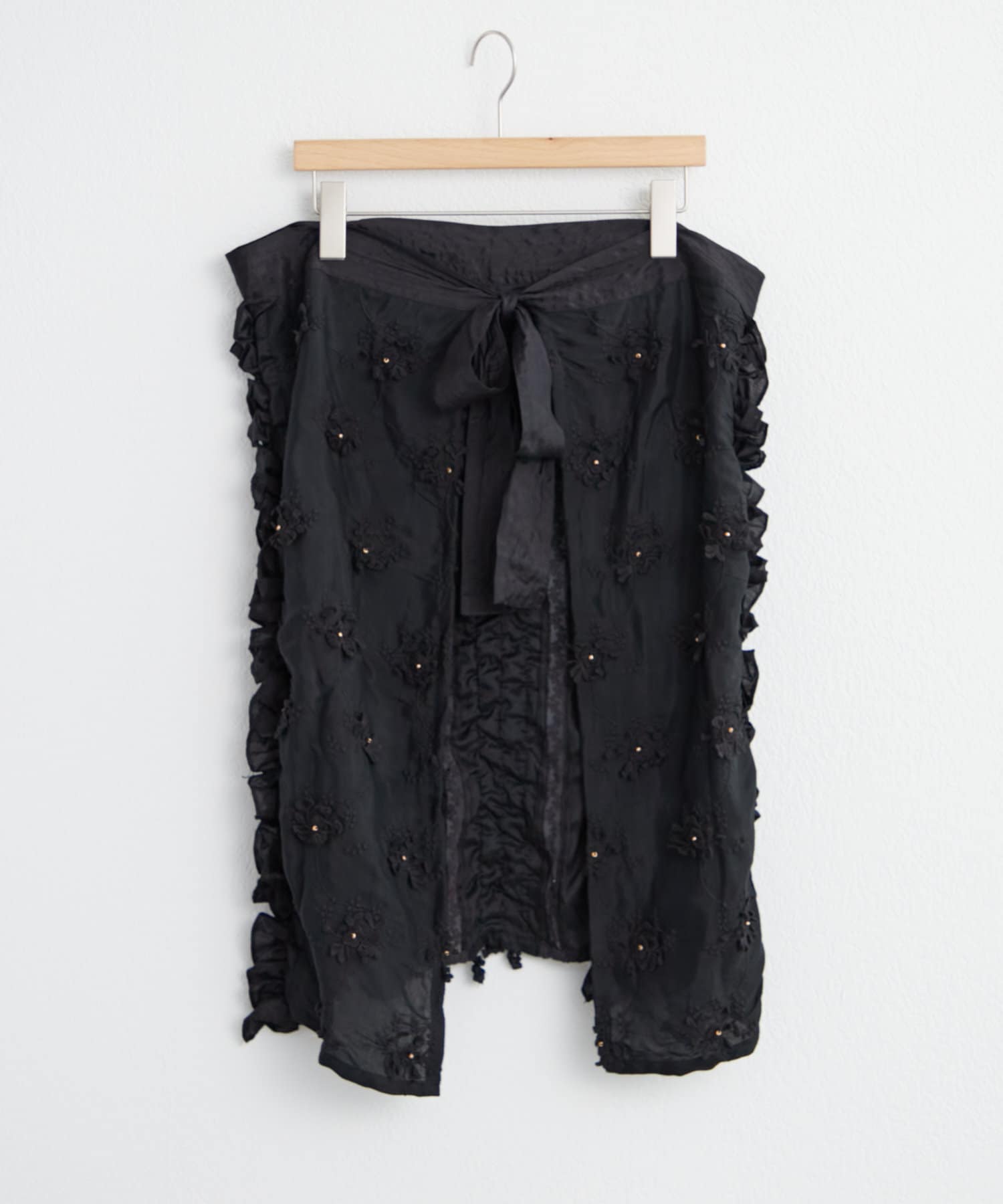 OUTLET(アウトレット) 【mystic】frill rayon shantung apron skirt