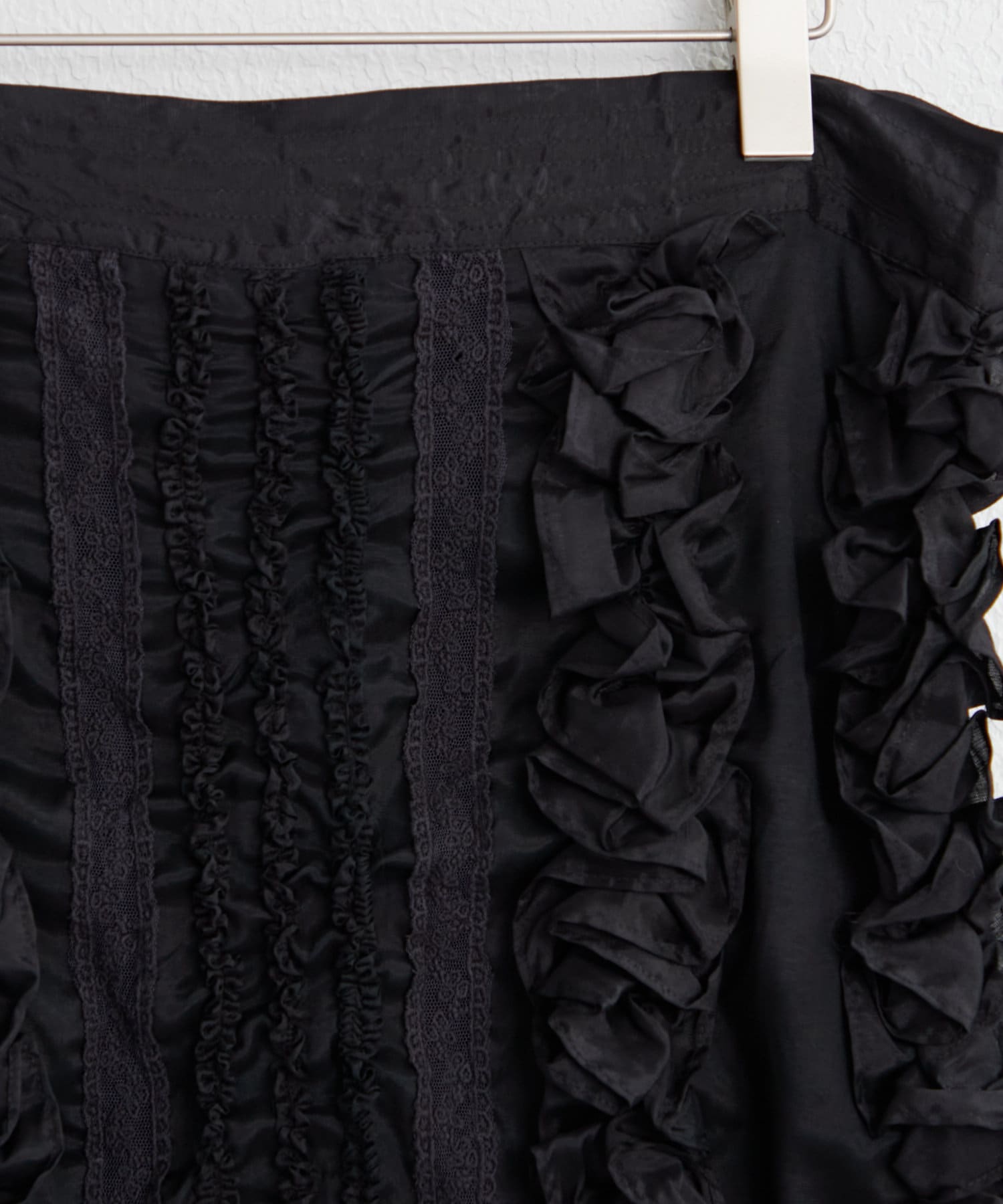 OUTLET(アウトレット) 【mystic】frill rayon shantung apron skirt